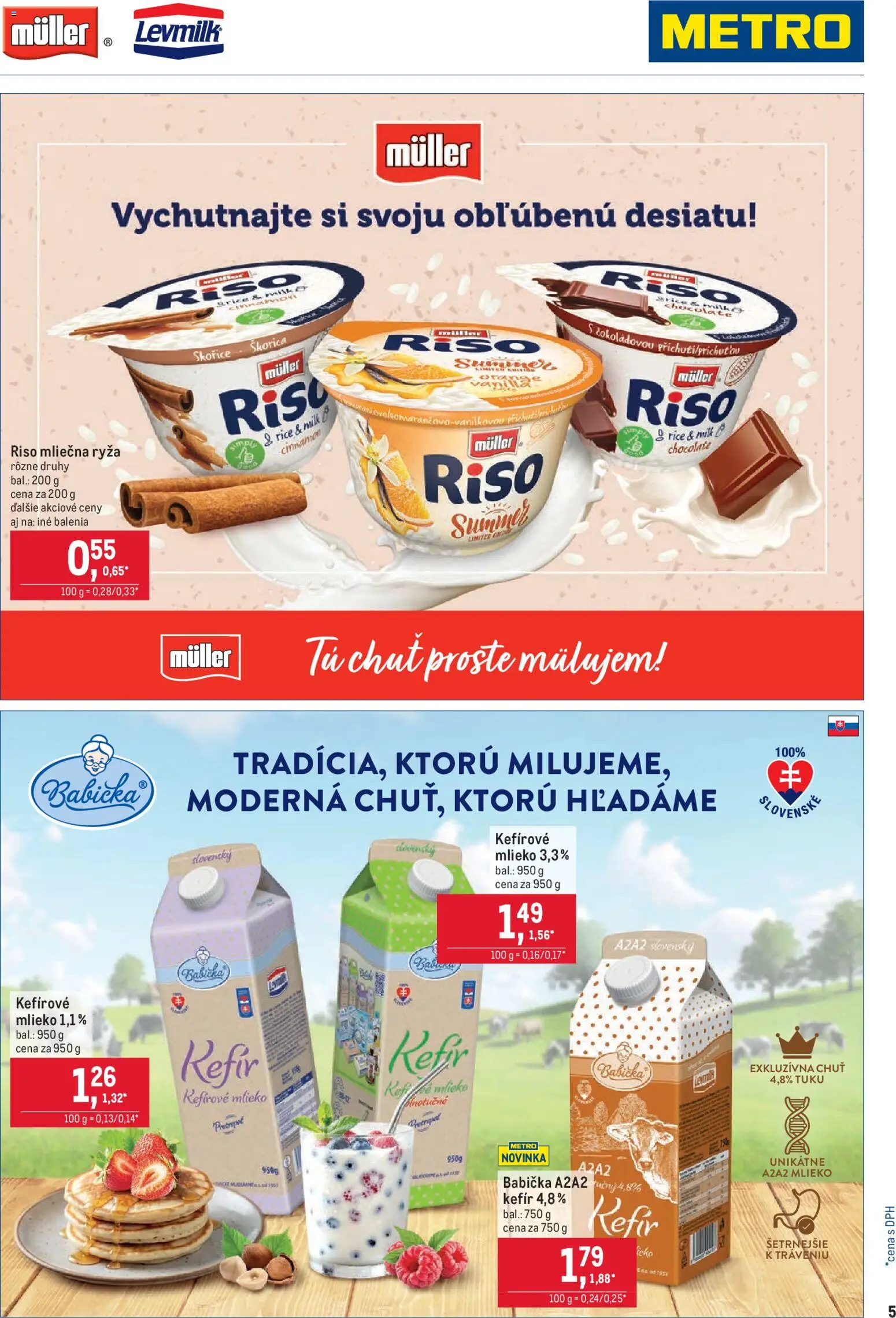 Nové Metro akcie – leták je platný od 26.08.2026 | Strana: 5 | Produkty: Mlieko, Mliečna ryža, Kefír, Kefírové mlieko