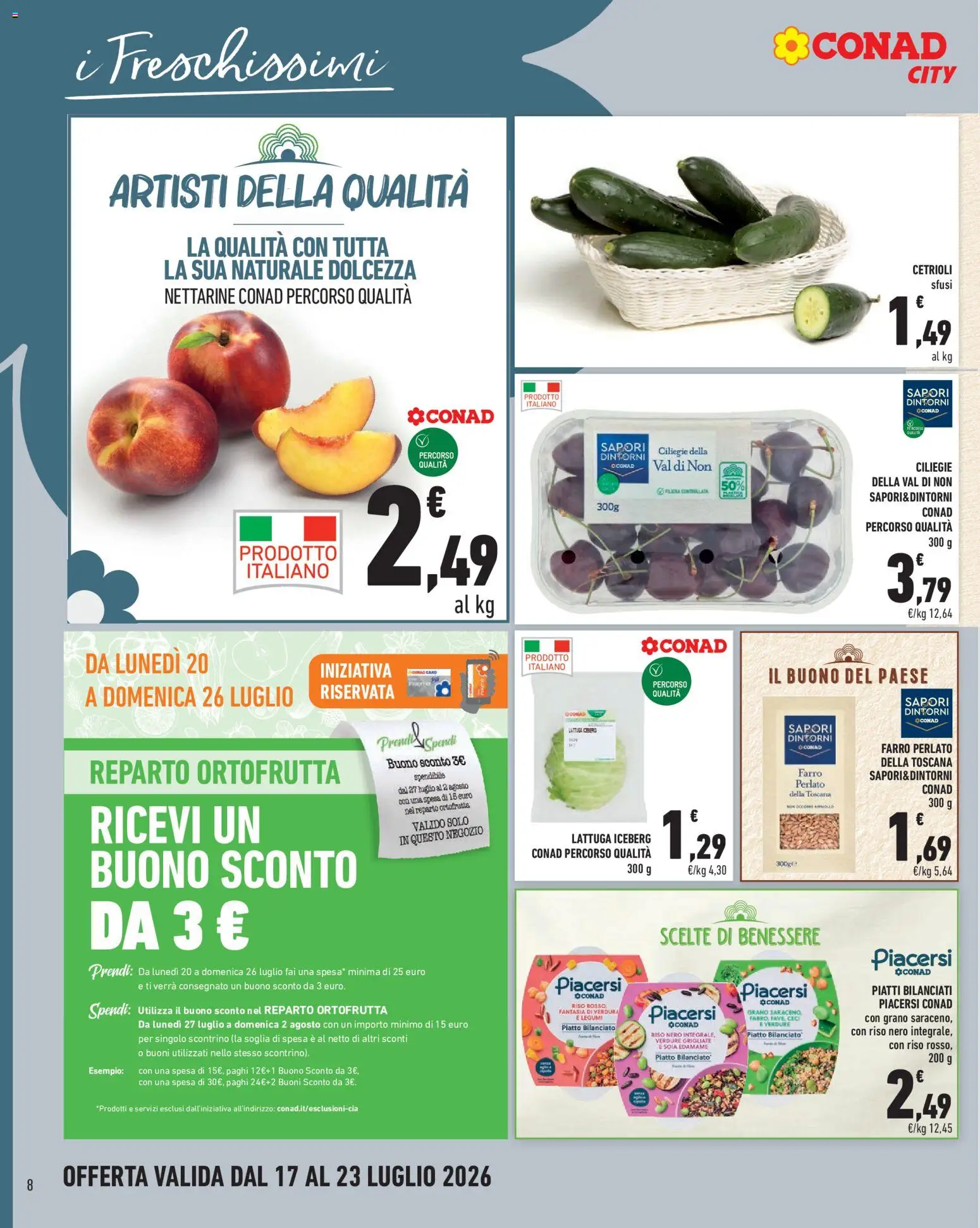 Volantino Conad del 17/07/2026 | Pagina: 8 | Prodotti: Riso, Ceci, Verdure, Farro