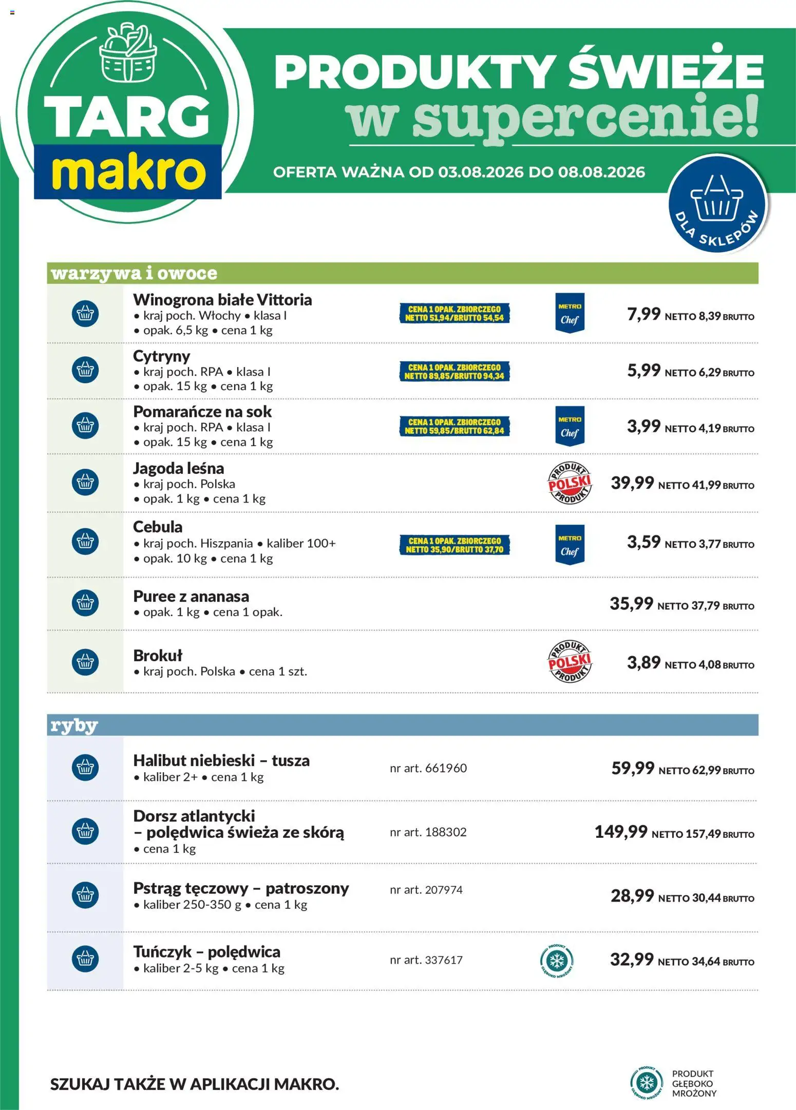 Makro gazetka - Oferta świeża w super cenach od 03.08.2026 | Strona: 6 | Produkty: Winogrona, Tuńczyk, Pomarańcze, Warzywa