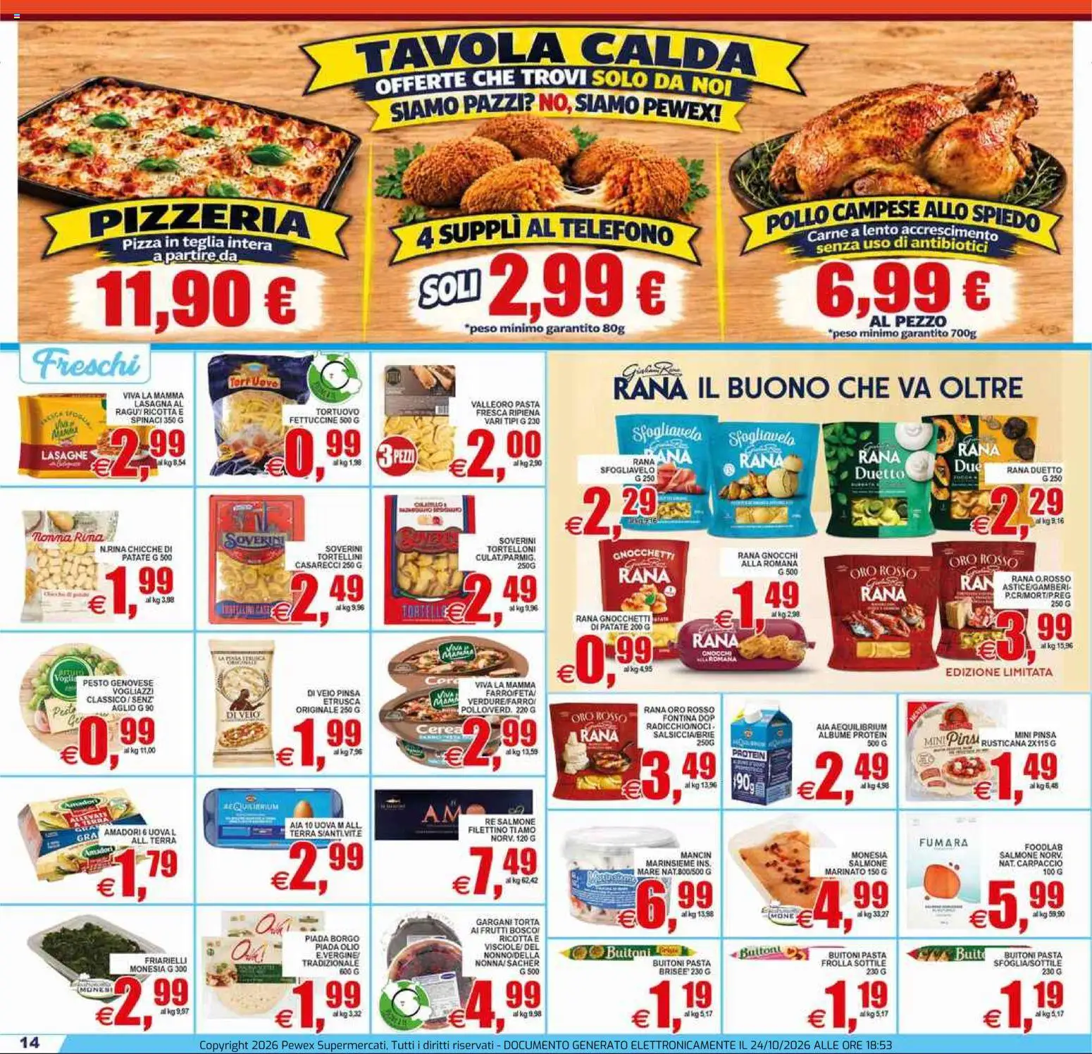 Volantino Pewex del 23/10/2026 | Pagina: 14 | Prodotti: Gamberi, Spinaci, Tortelloni, Terra