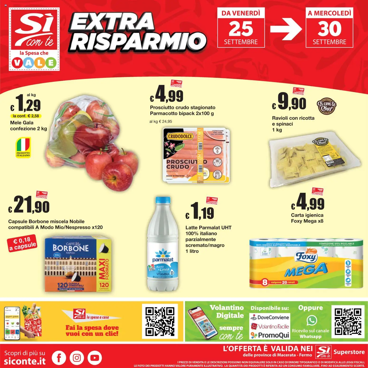 Volantino Sì con Te del 17/09/2026 | Pagina: 24 | Prodotti: Prosciutto Crudo, Caffè, Latte, Prosciutto