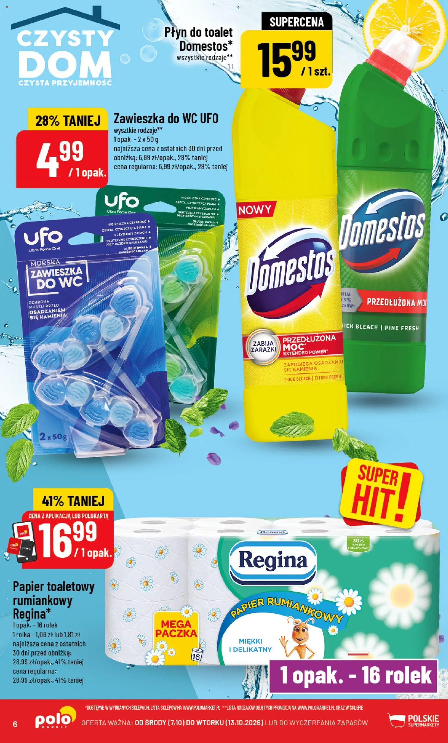 POLOmarket katalog - Czysty Dom od 07.10.2026 | Strona: 6 | Produkty: Papier toaletowy, Domestos, Zapach, Piana