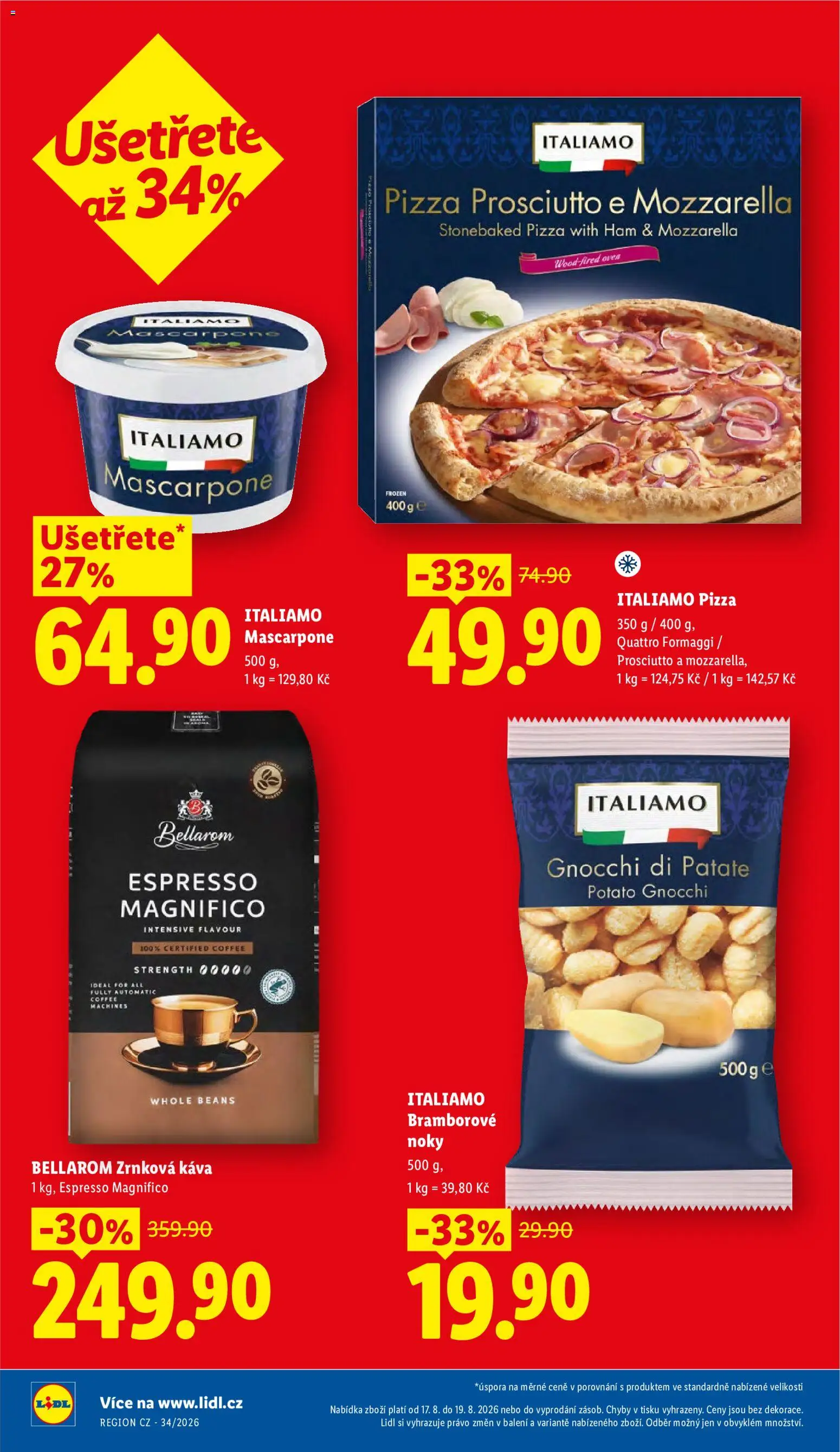 Lidl leták od 17.08.2026 | Strana: 2 | Produkty: Káva Bellarom, Bramborové noky, Zrnková káva, Bellarom