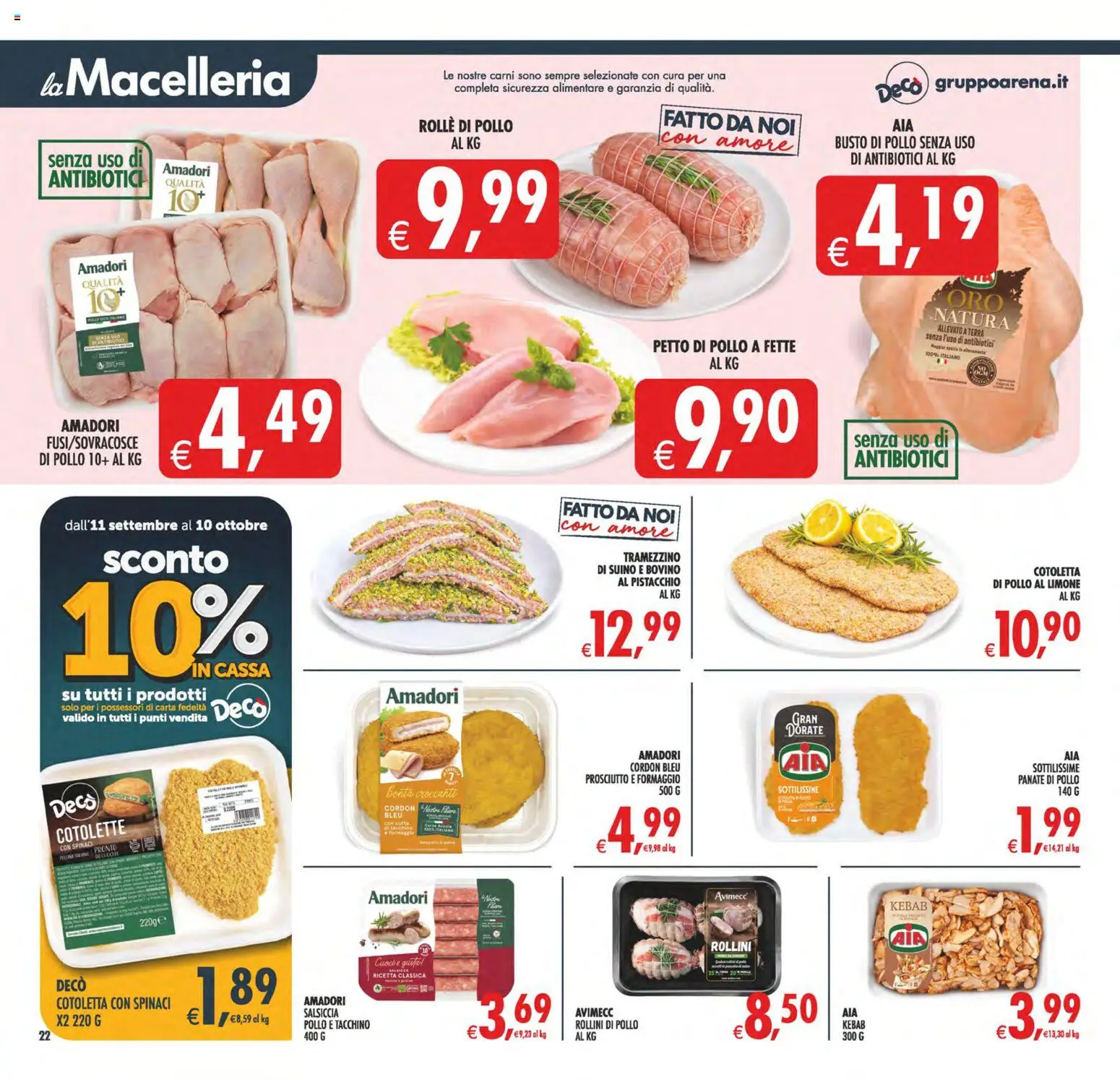 Volantino Decò del 02/10/2026 | Pagina: 22 | Prodotti: Bovino, Petto di Pollo, Suino, Salsiccia