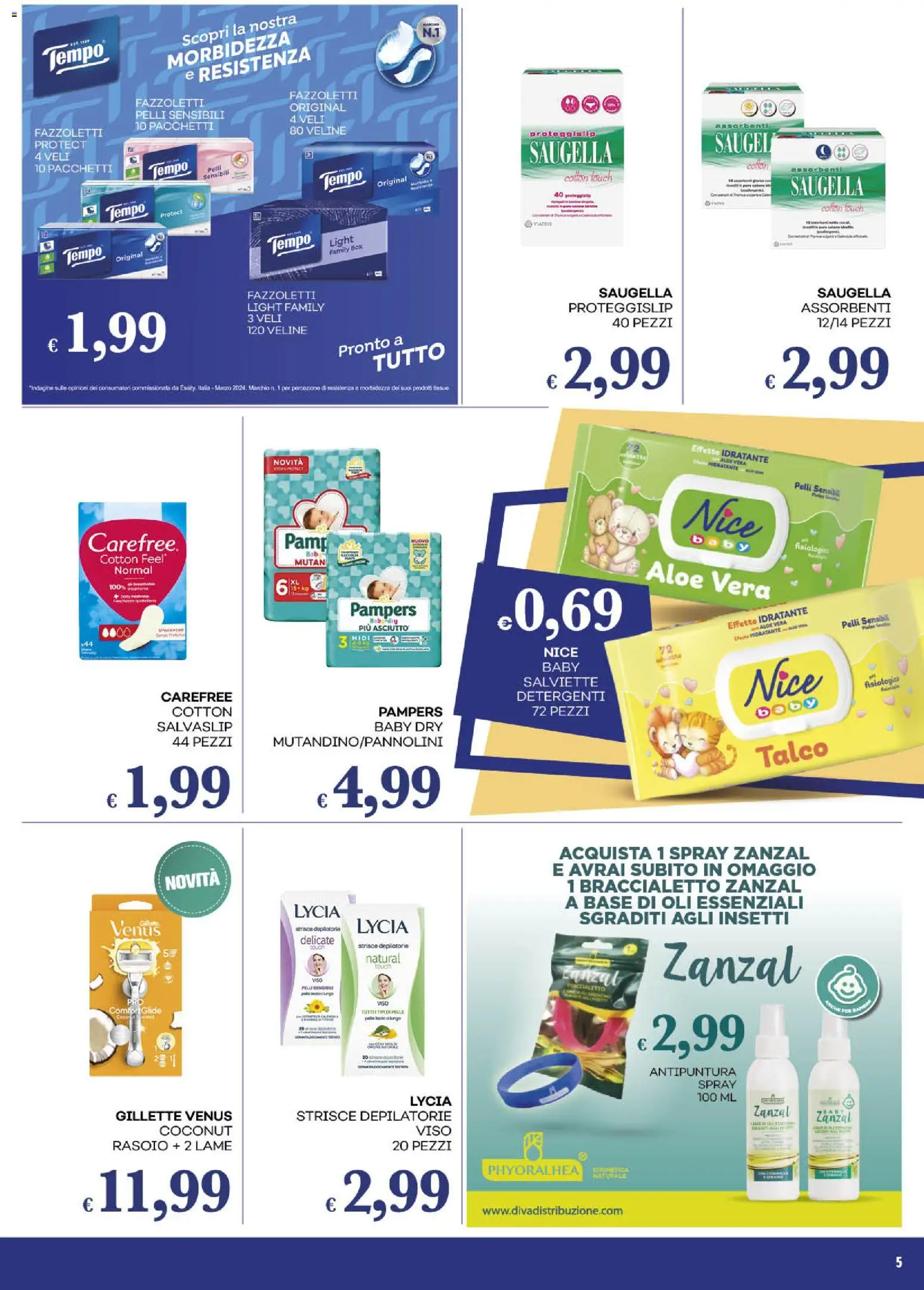 Volantino Pilato del 09.06.2026 | Pagina: 5 | Prodotti: Veline, Talco, Pampers, Aloe vera