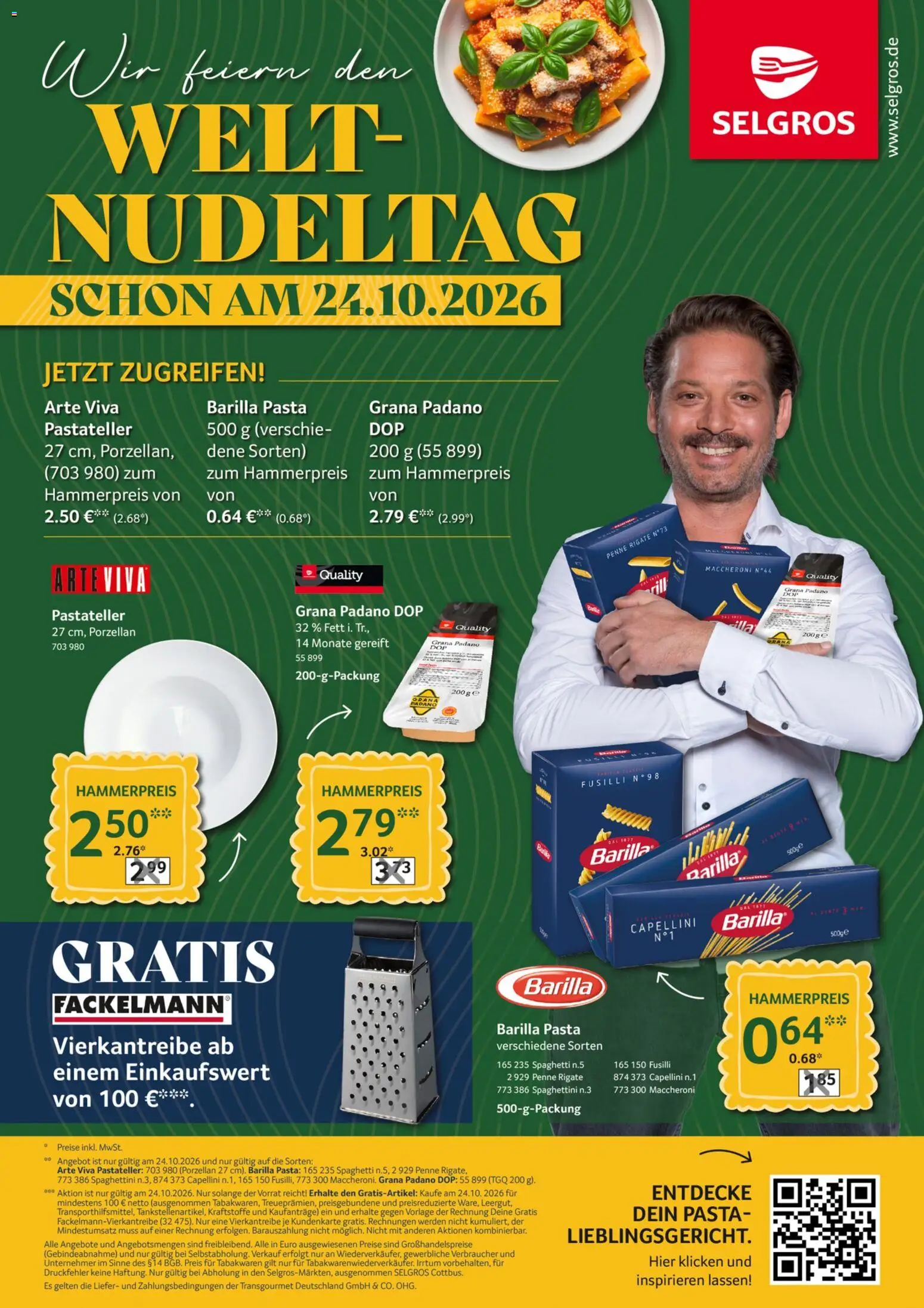 Selgros Welt-Nudeltag – gültig ab 24.10.2026 | Seite: 1 | Produkte: Grana Padano, Barilla, Spaghetti, Pasta