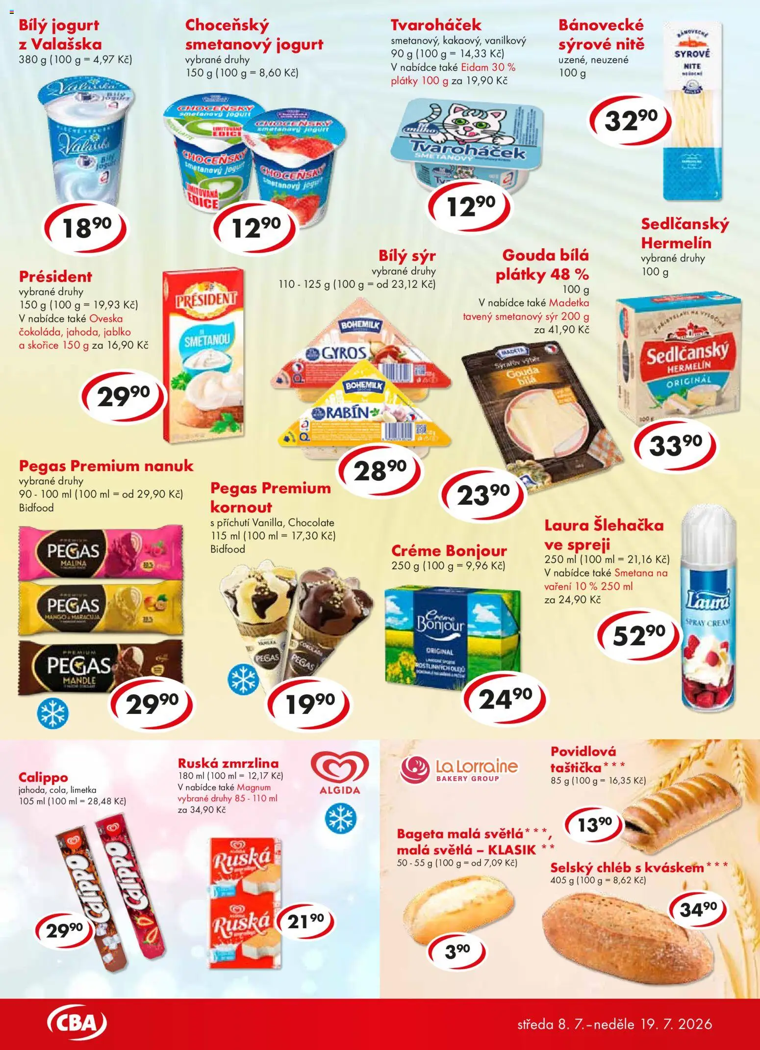 CBA leták od 08.07.2026 | Strana: 2 | Produkty: Sýr, Smetanový jogurt, Jogurt, Šlehačka