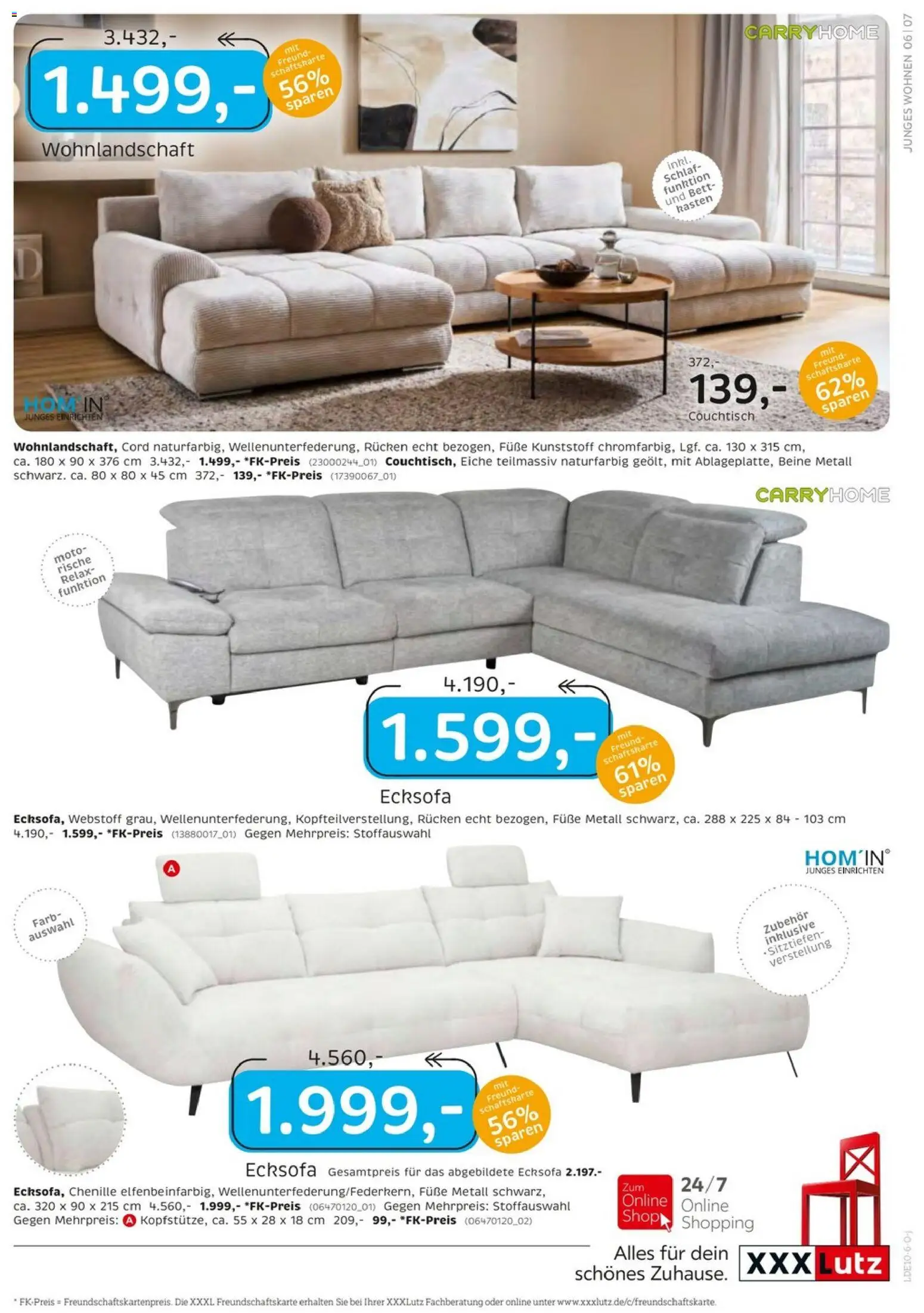 XXXLutz Junges Wohnen – gültig ab 26.09.2026 | Seite: 7 | Produkte: Wohnlandschaft, Ecksofa, Bett, Couchtisch