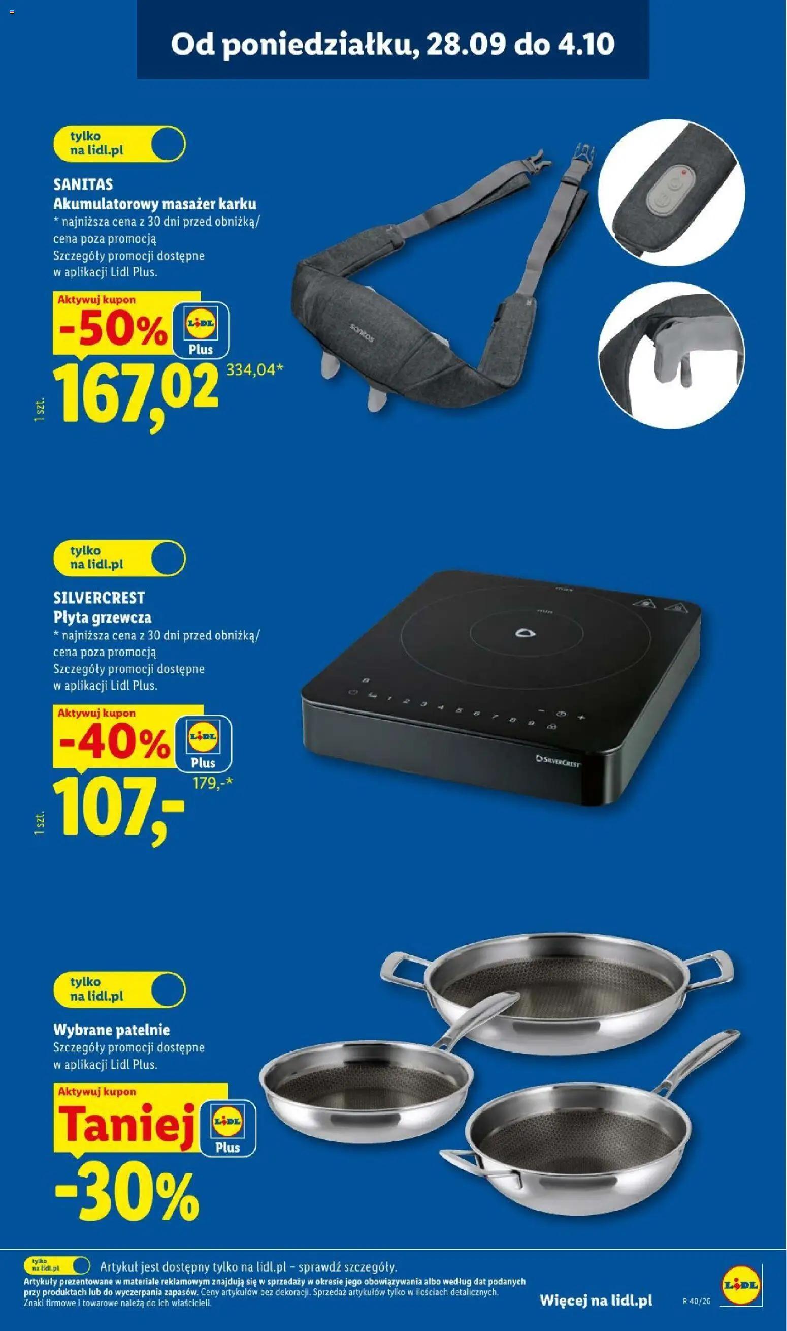 Lidl Katalog od 28.09.2026 | Strona: 9 | Produkty: Płyta grzewcza, Masażer, Patelnie