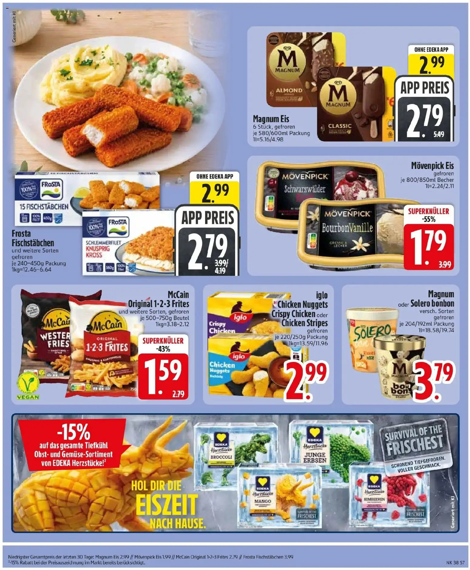 Edeka Prospekt Neusäß-Steppach (ab 14.09.2026) » Angebote Online | Seite: 9 | Produkte: Iglo, McCain, Eis, Erbsen