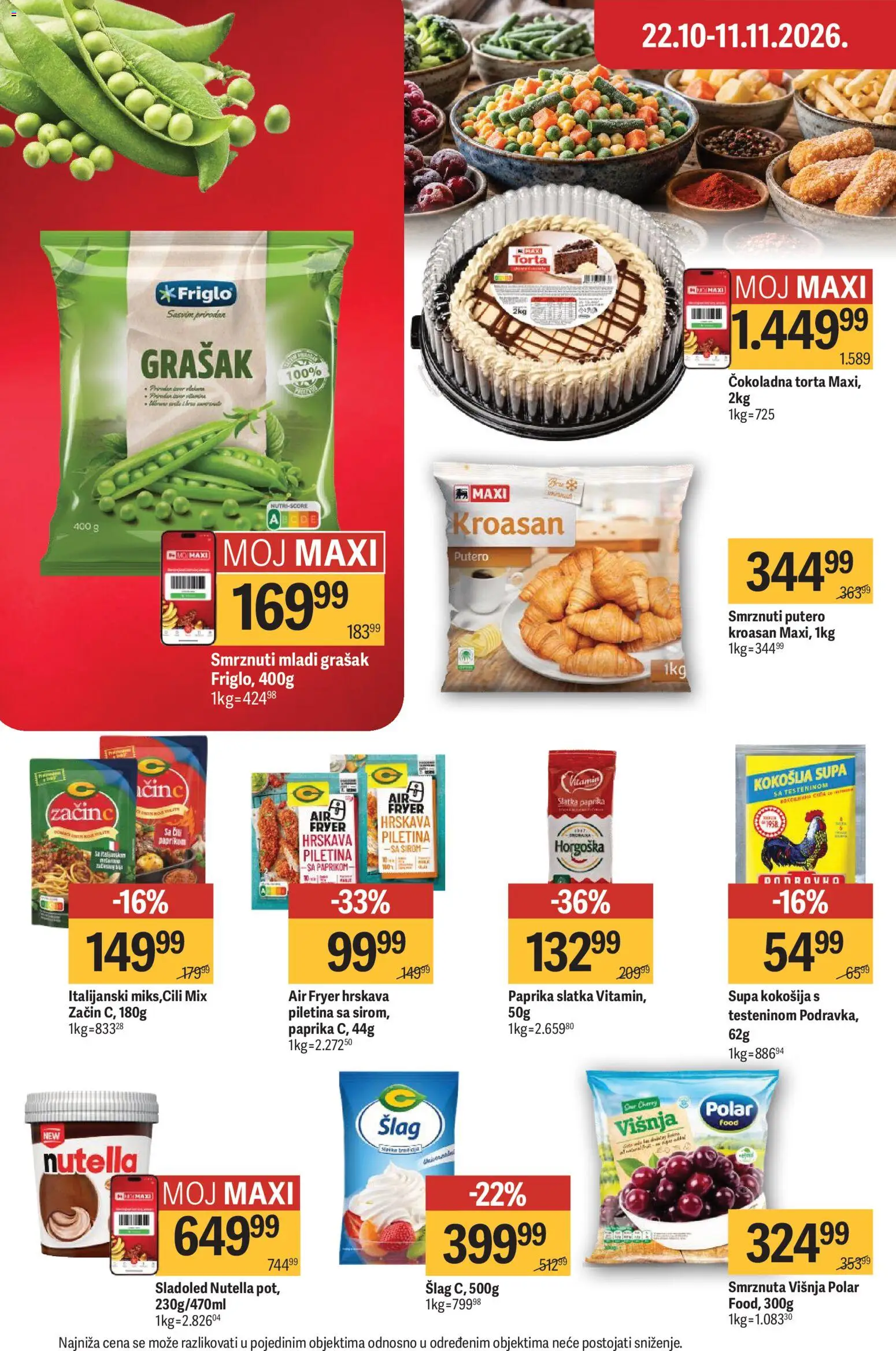 Maxi katalog - važi od 29.10.2026 | Strana: 16 | Proizvode: Višnja, Kroasan, Piletina, Nutella