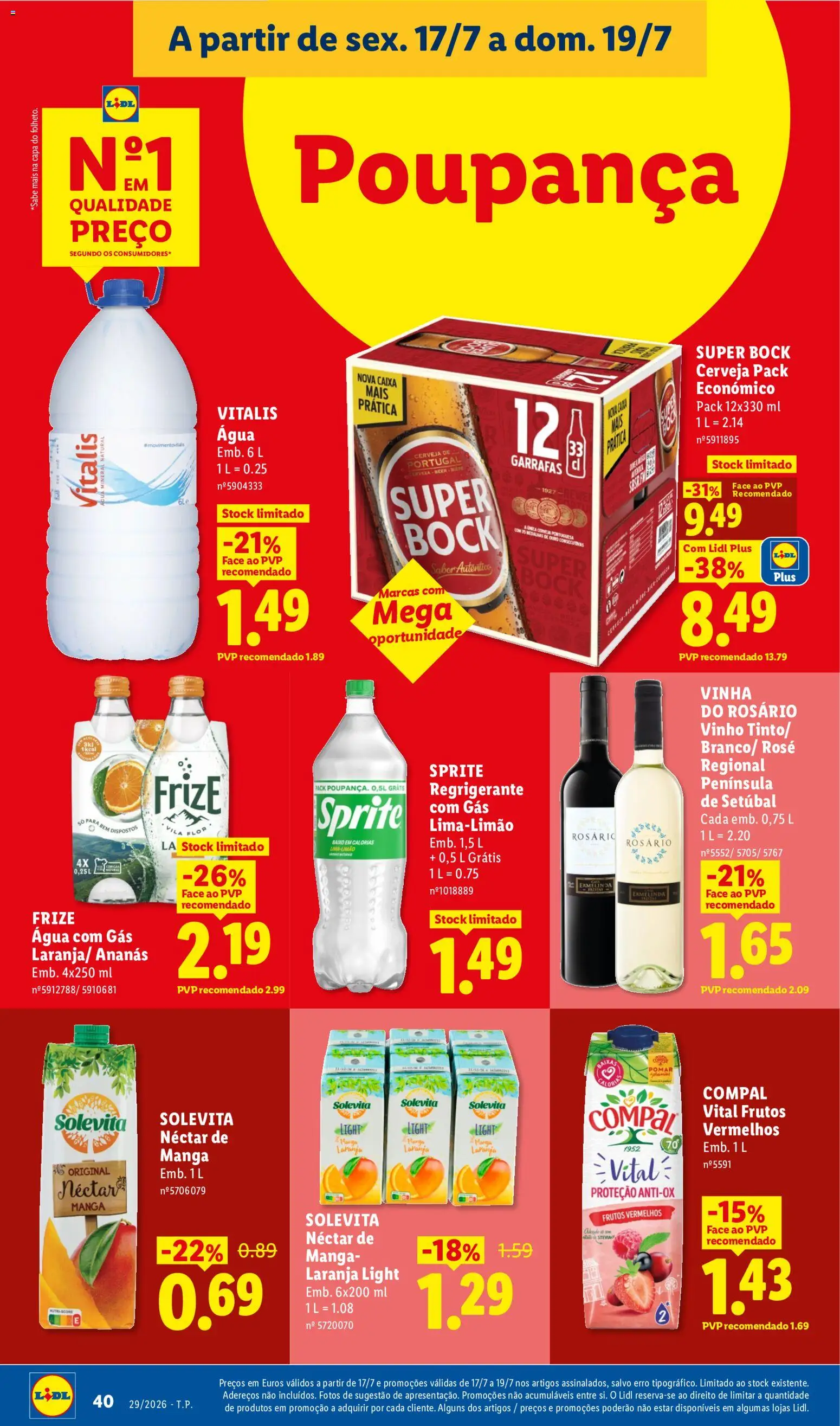 Lidl folheto │ válido de 13/07/2026 | Página: 38 | Produtos: Super bock, Água mineral natural, Cerveja, Água com gás