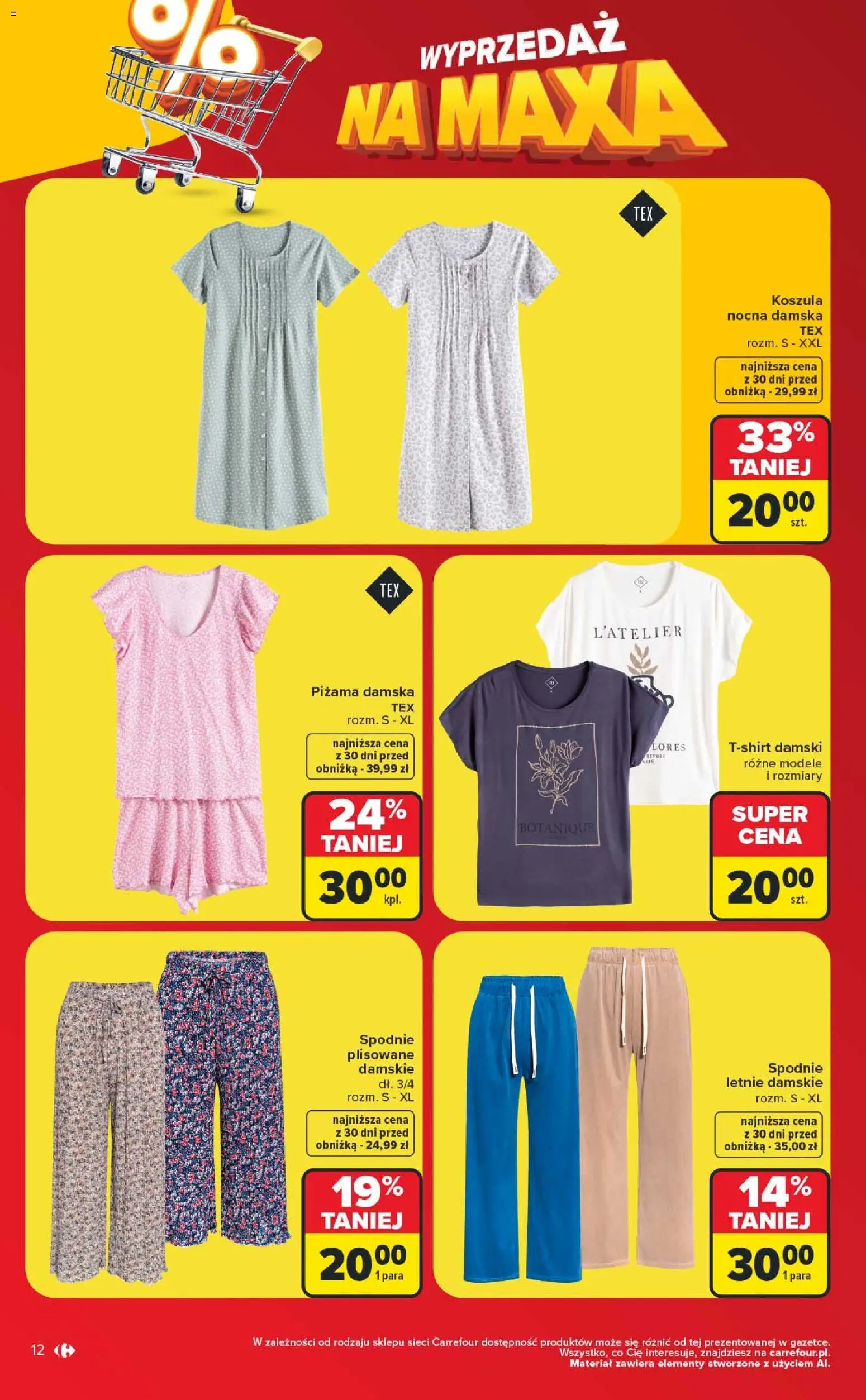 Carrefour gazetka - Wyprzedaż na maxa od 06.07.2026 | Strona: 12 | Produkty: Koszula, Spodnie, Piżama