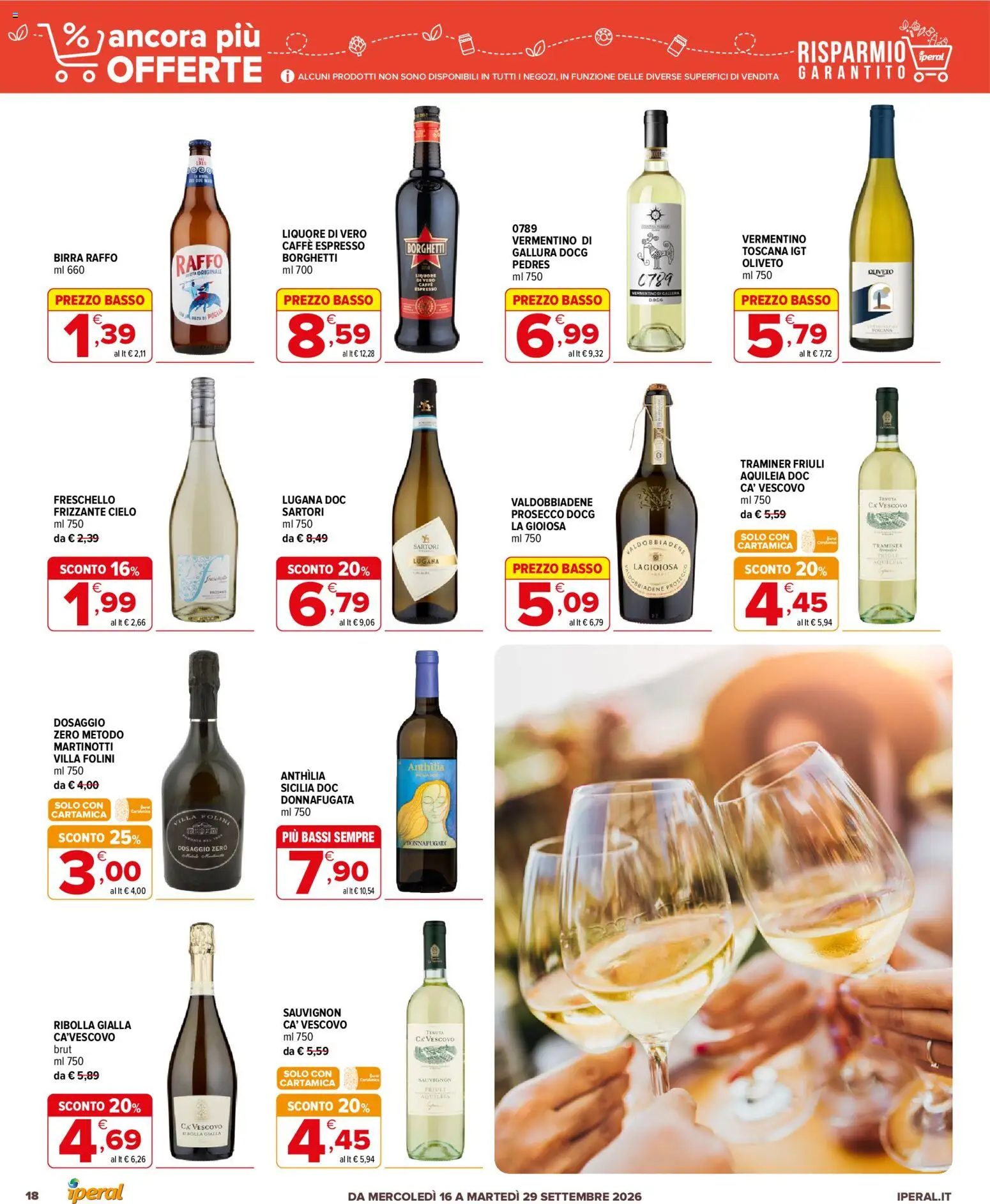 Volantino Iperal del 16/09/2026 | Pagina: 18 | Prodotti: Caffè, Birra, Prosecco, Basso