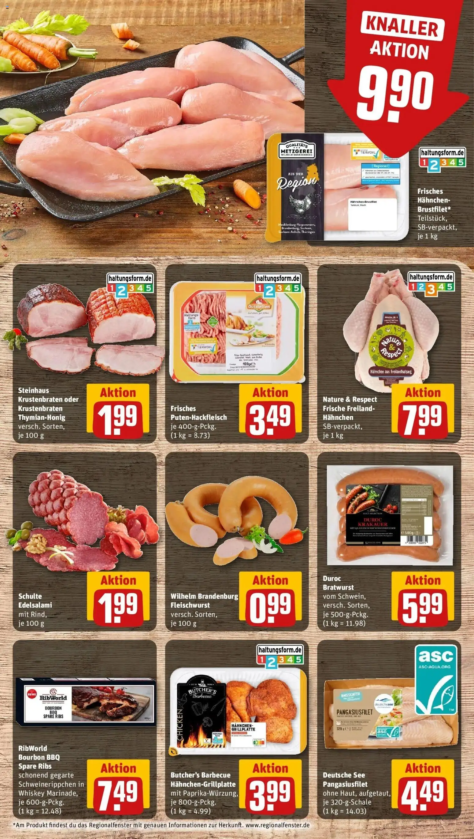 REWE Prospekt ab 17.08.2026 zum Blättern » Angebote | Seite: 10 | Produkte: Hahnchen, Bratwurst, Spare ribs, Whiskey