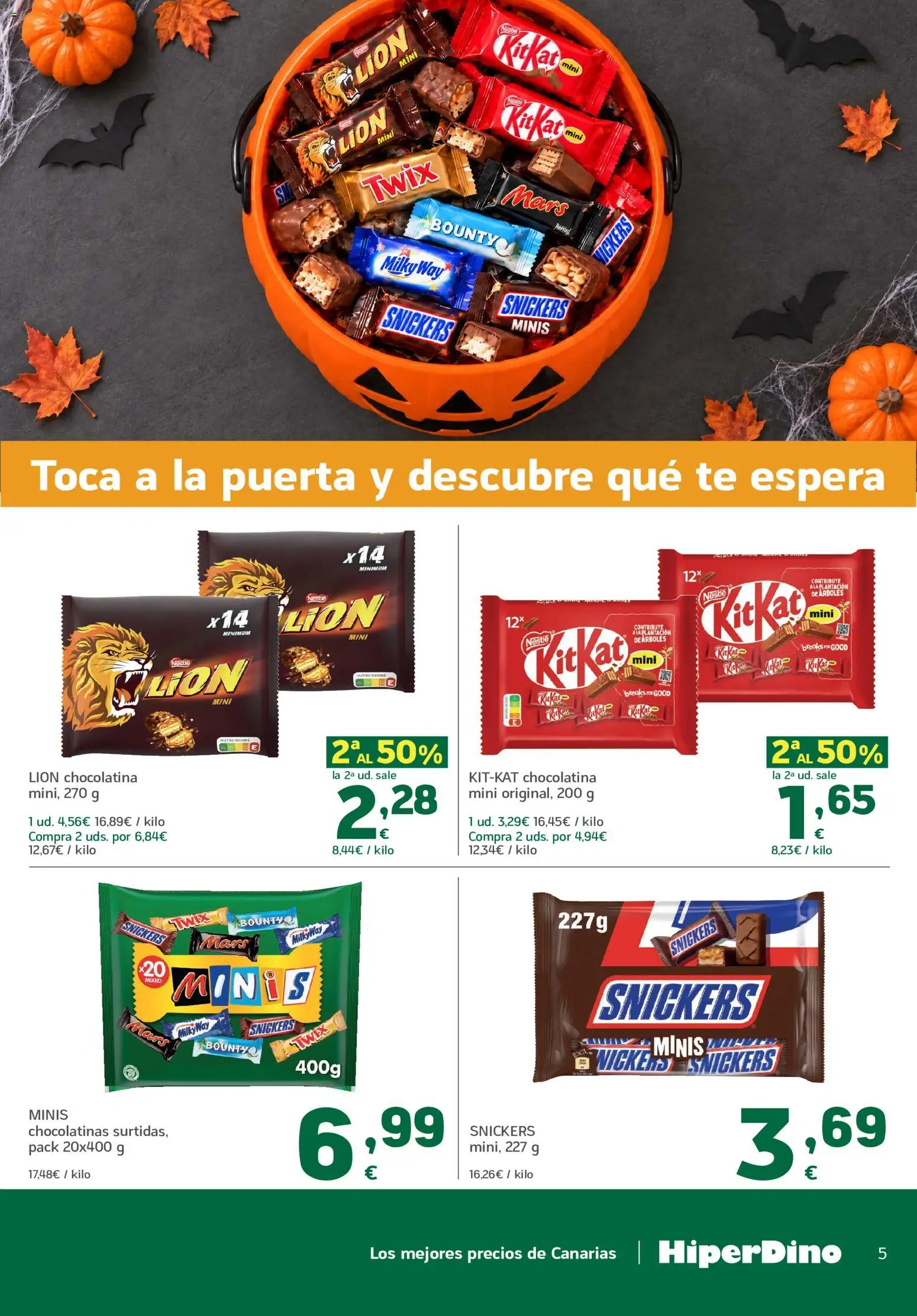 HiperDino Halloween │ válido desde el 13/10/2026 | Página: 5 | Productos: Chocolatinas, Snickers, Té