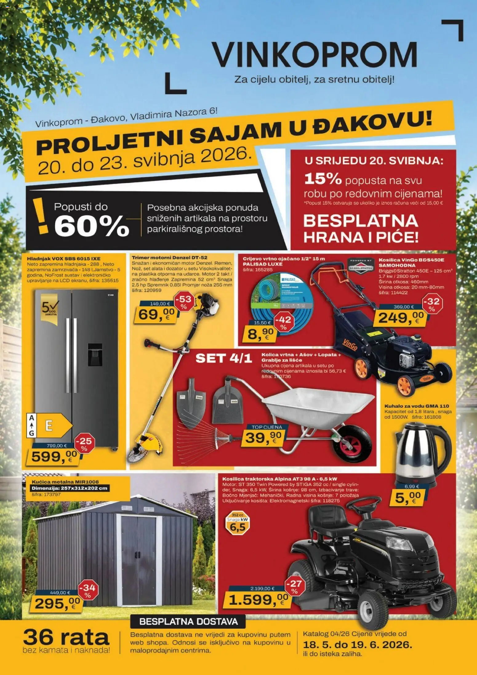 Vinkoprom katalog | vrijedi od 18.05.2026 | Stranica: 1 | Proizvodi: Kuhalo za vodu, Kolica, Grablje, Hladnjak