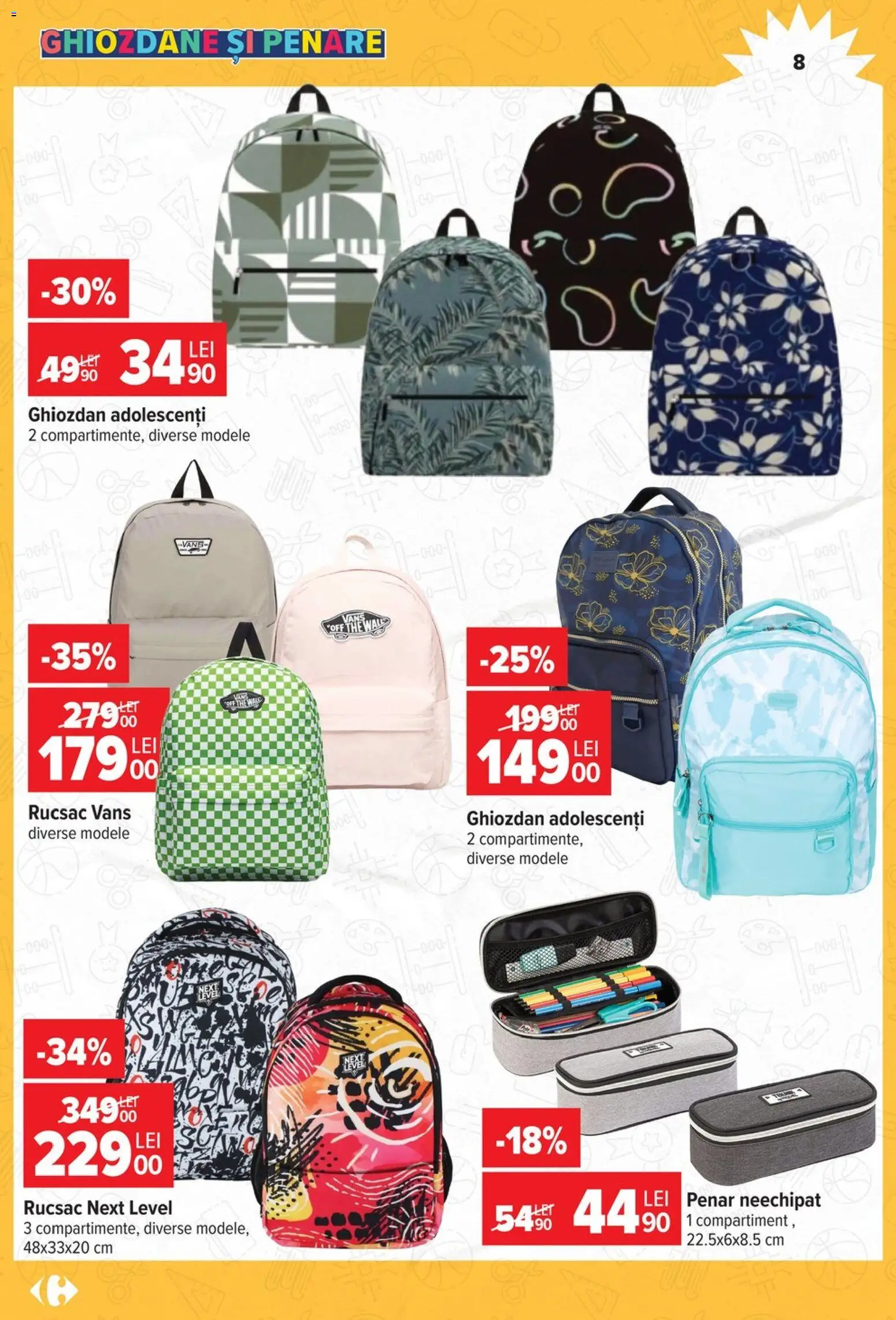 Noul catalog Carrefour – valabil de la 12.08.2026 | Pagină: 8 | Produse: Ghiozdan, Rucsac