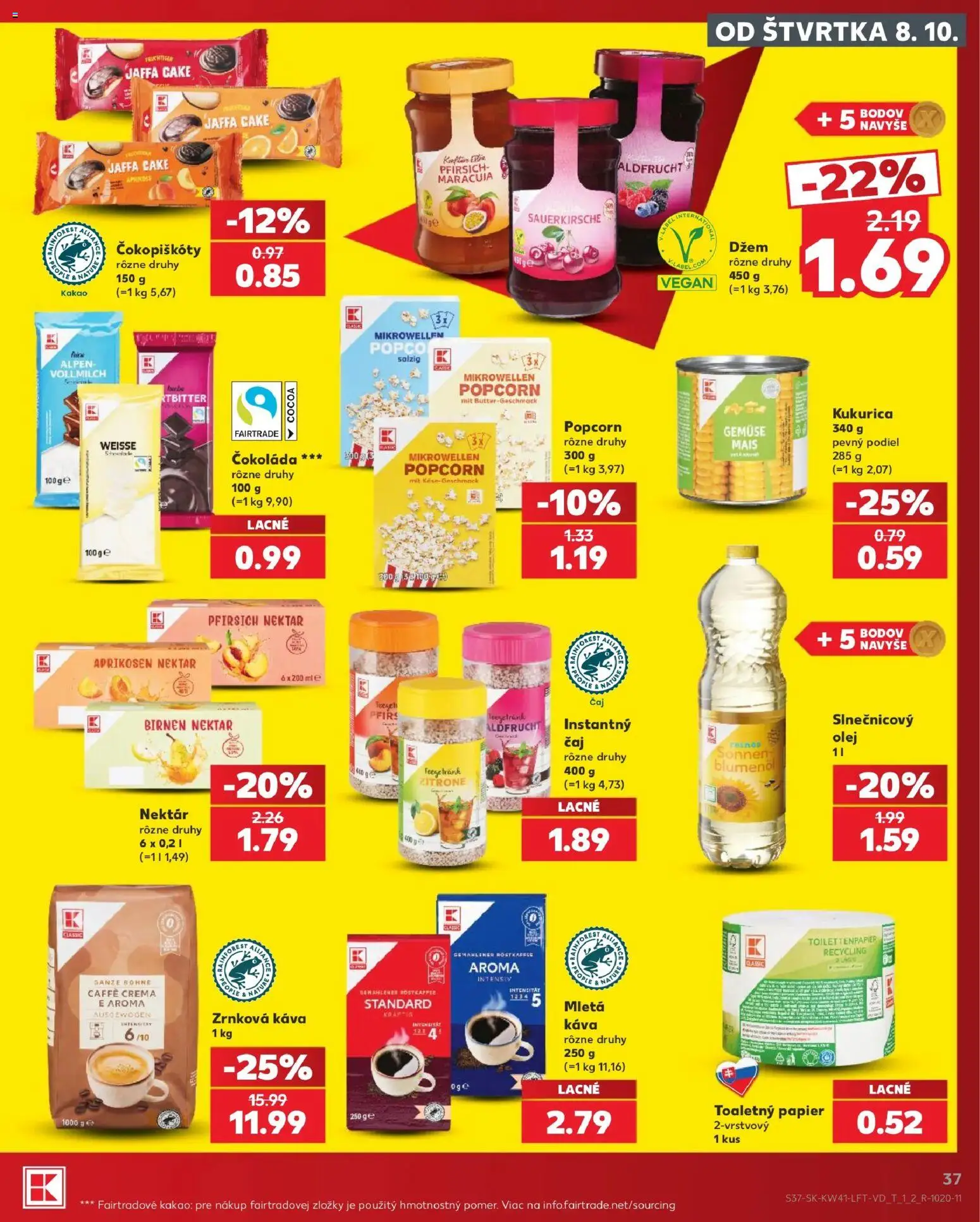 Kaufland SK akciós ujság - amely érvényes a következő dátumtól: 2026.10.08. | Oldal: 37 | Termékek: Kakaó, Popcorn, Vegán