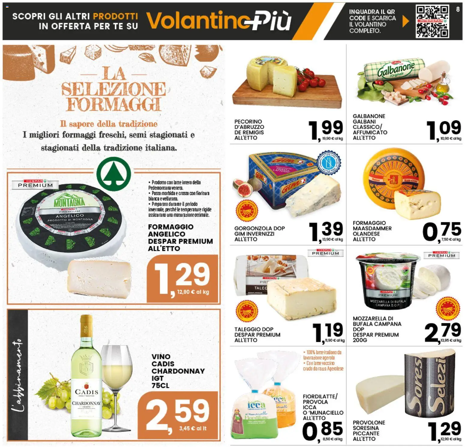 Volantino Interspar del 01/10/2026 | Pagina: 8 | Prodotti: Formaggio, Vino, Provola, Gorgonzola