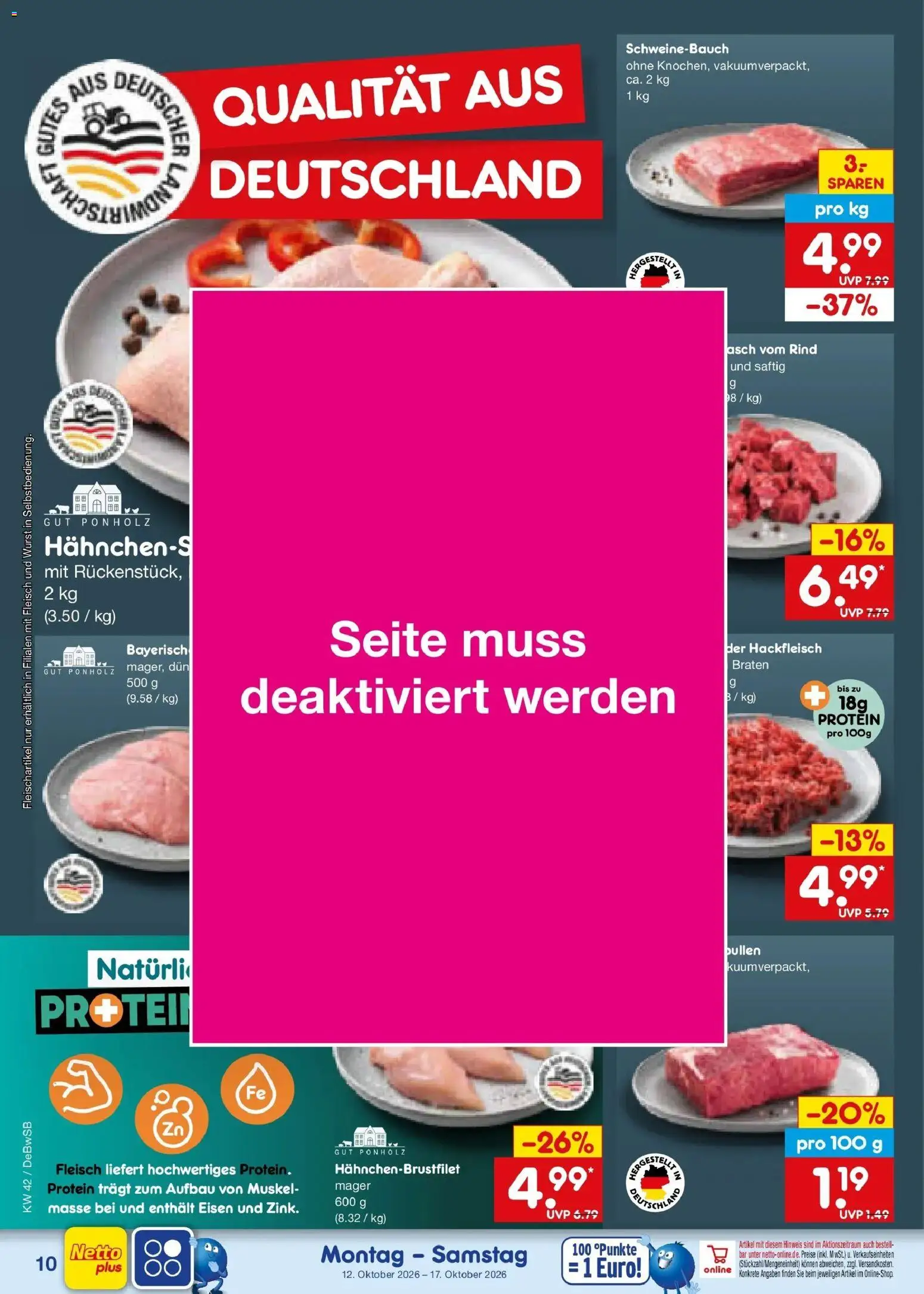 Netto Marken-Discount Prospekt Waiblingen-Bittenfeld (ab 12.10.2026) » Angebote | Seite: 12 | Produkte: Schweinebauch, Wurst, Fleisch, Hackfleisch