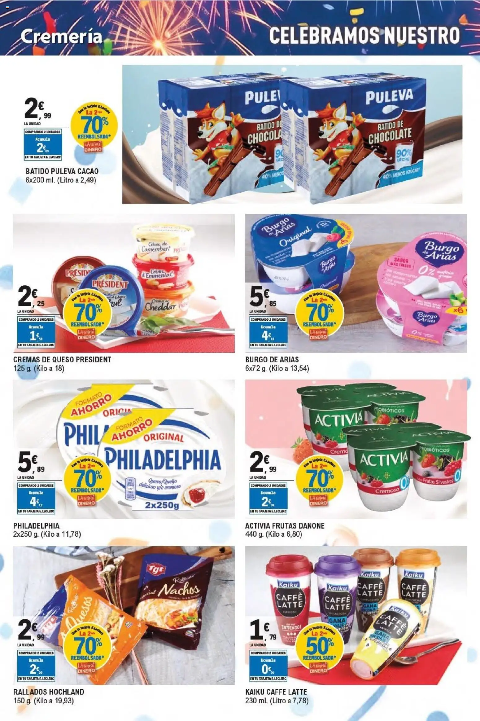 E.Leclerc Aniversario │ válido desde el 13/07/2026 | Página: 24 | Productos: Καλτσάκια μισά, Leche, Chocolate, Φρυγανιές σικάλεως
