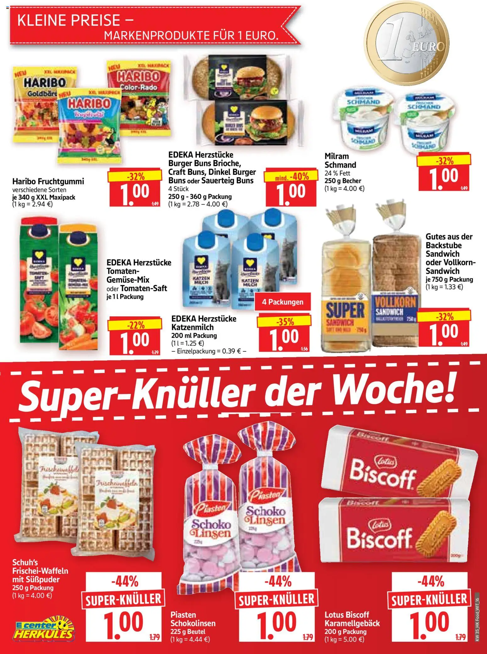 HERKULES Prospekt – gültig ab 24.08.2026 | Seite: 16 | Produkte: Haribo, Burger, Tomaten, Milram