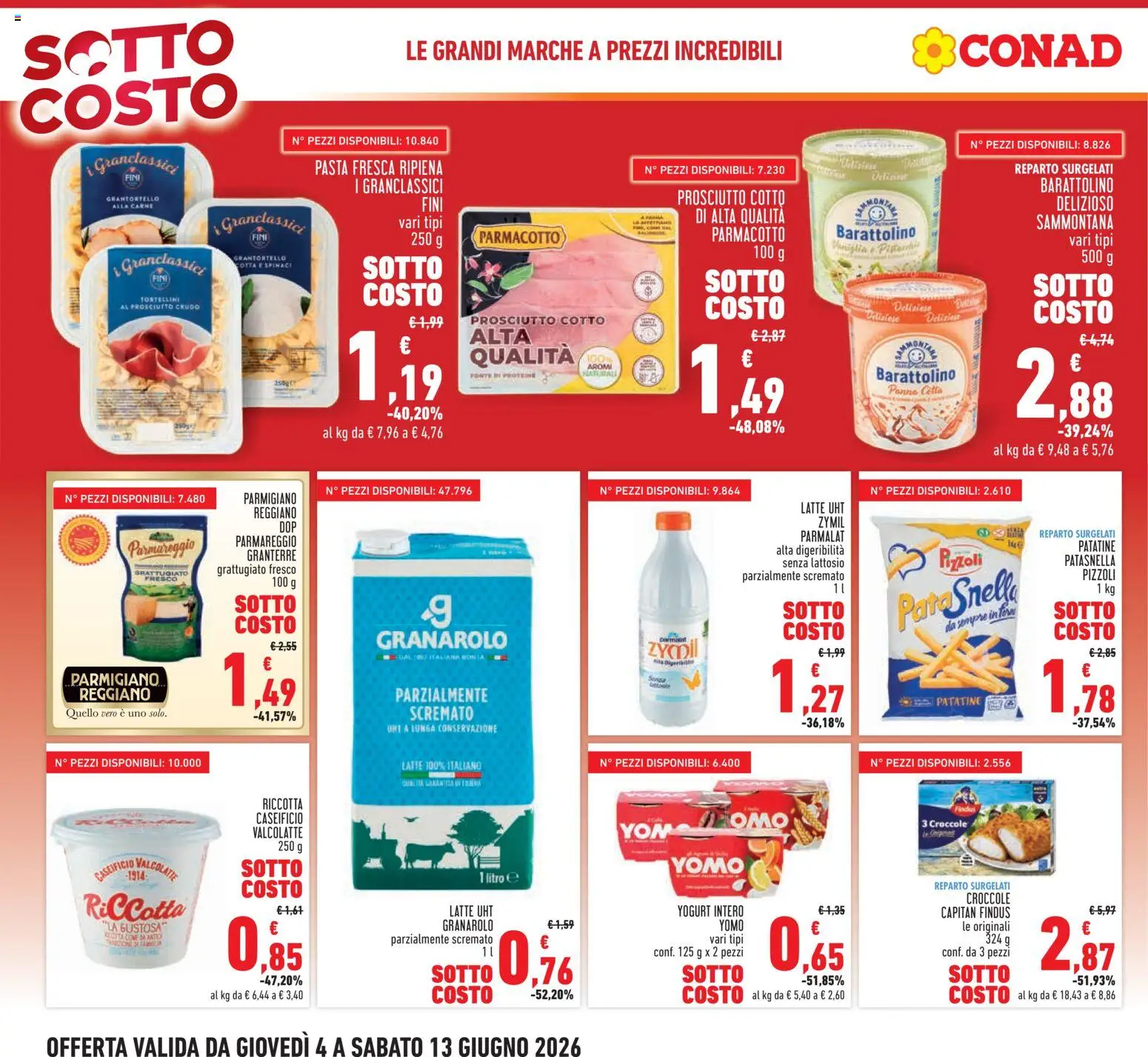 Volantino Conad del 04.06.2026 | Pagina: 2 | Prodotti: Prosciutto Crudo, Yogurt, Panna, Prosciutto