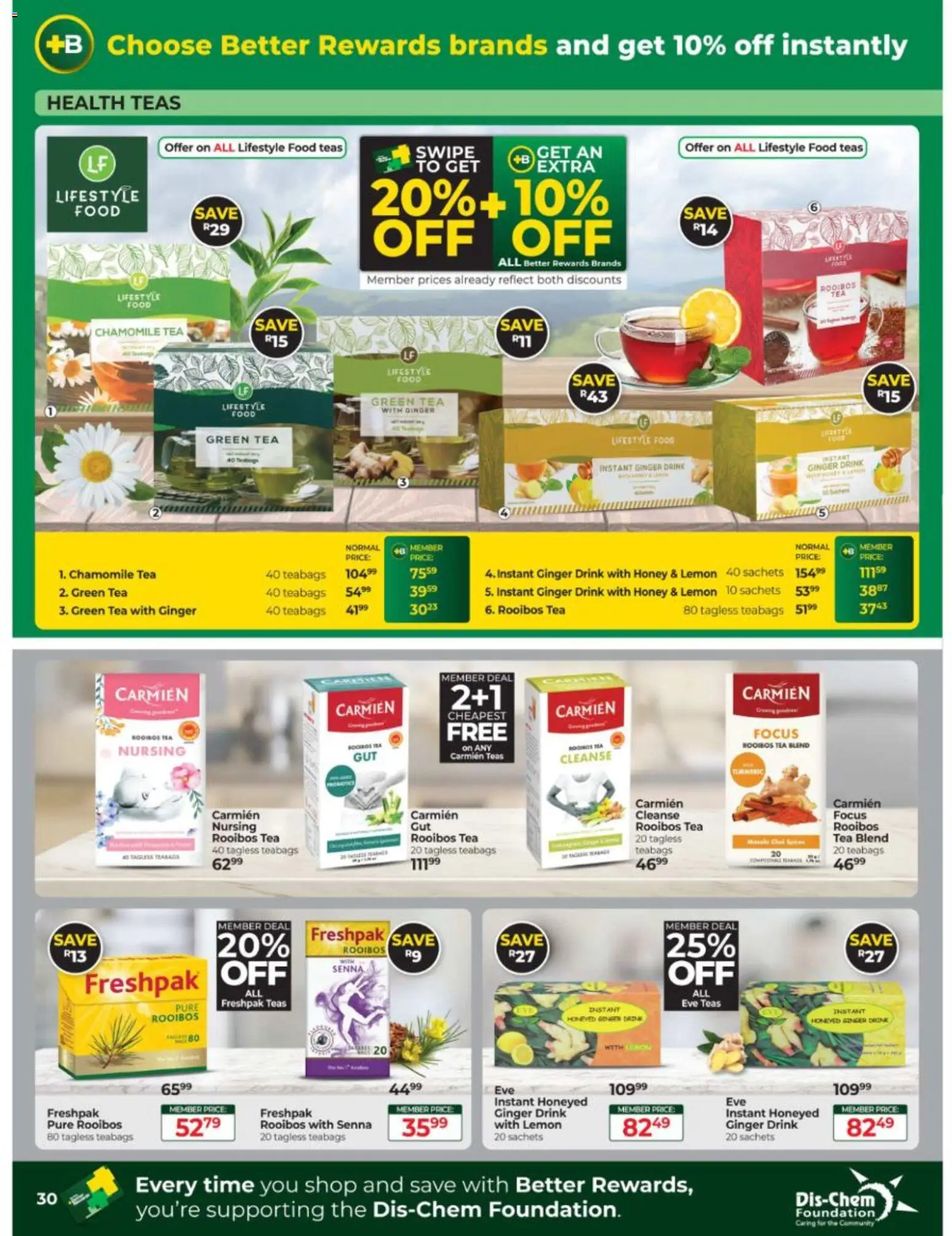 New Dis-Chem catalogue – valid from 15/09/2026 | Page: 30 | Products: Foundation, Tea, Lemon