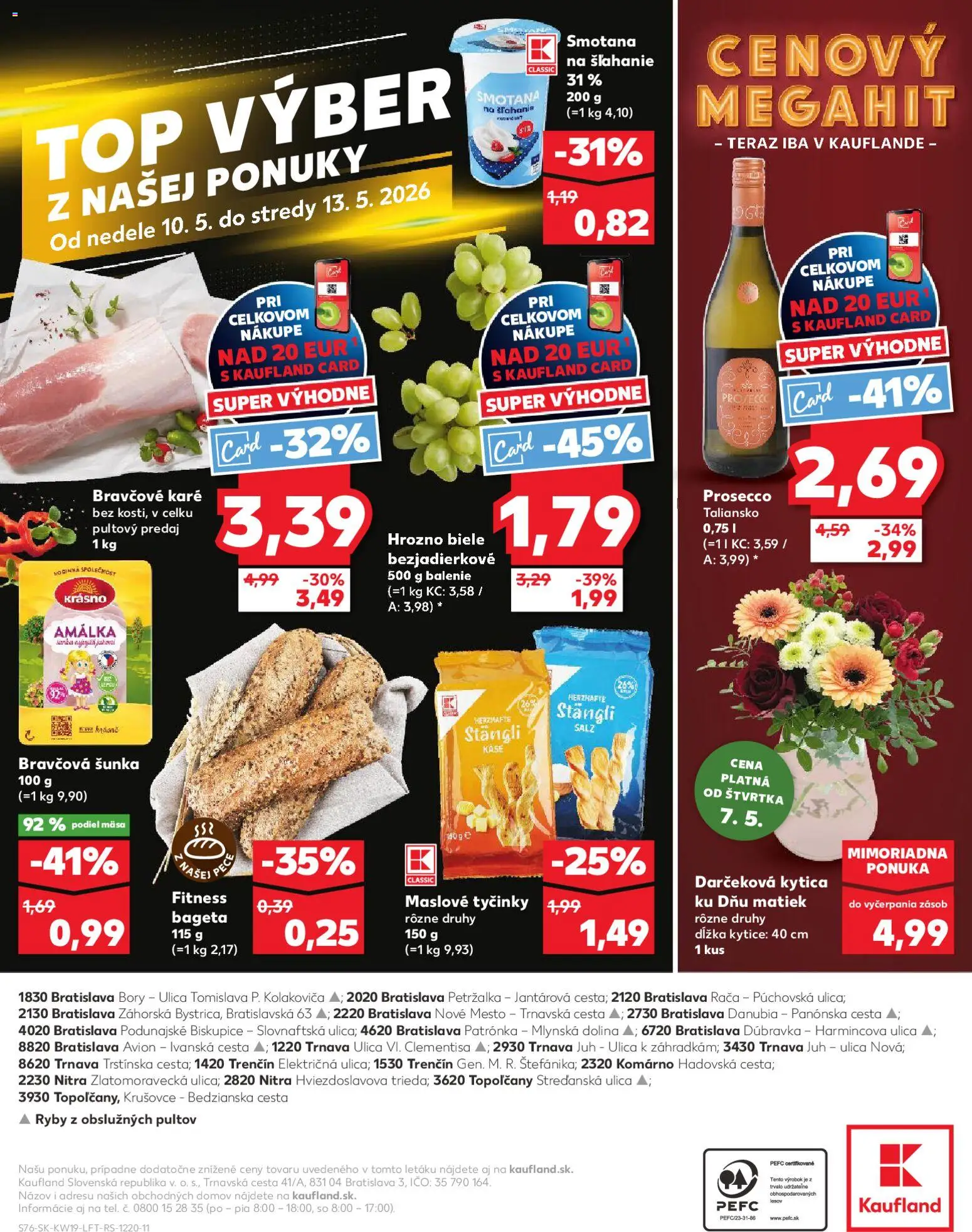 Nové Kaufland akcie – leták je platný od 07.05.2026 | Strana: 76 | Produkty: Šunka, Ryby, Prosecco, Smotana na šľahanie