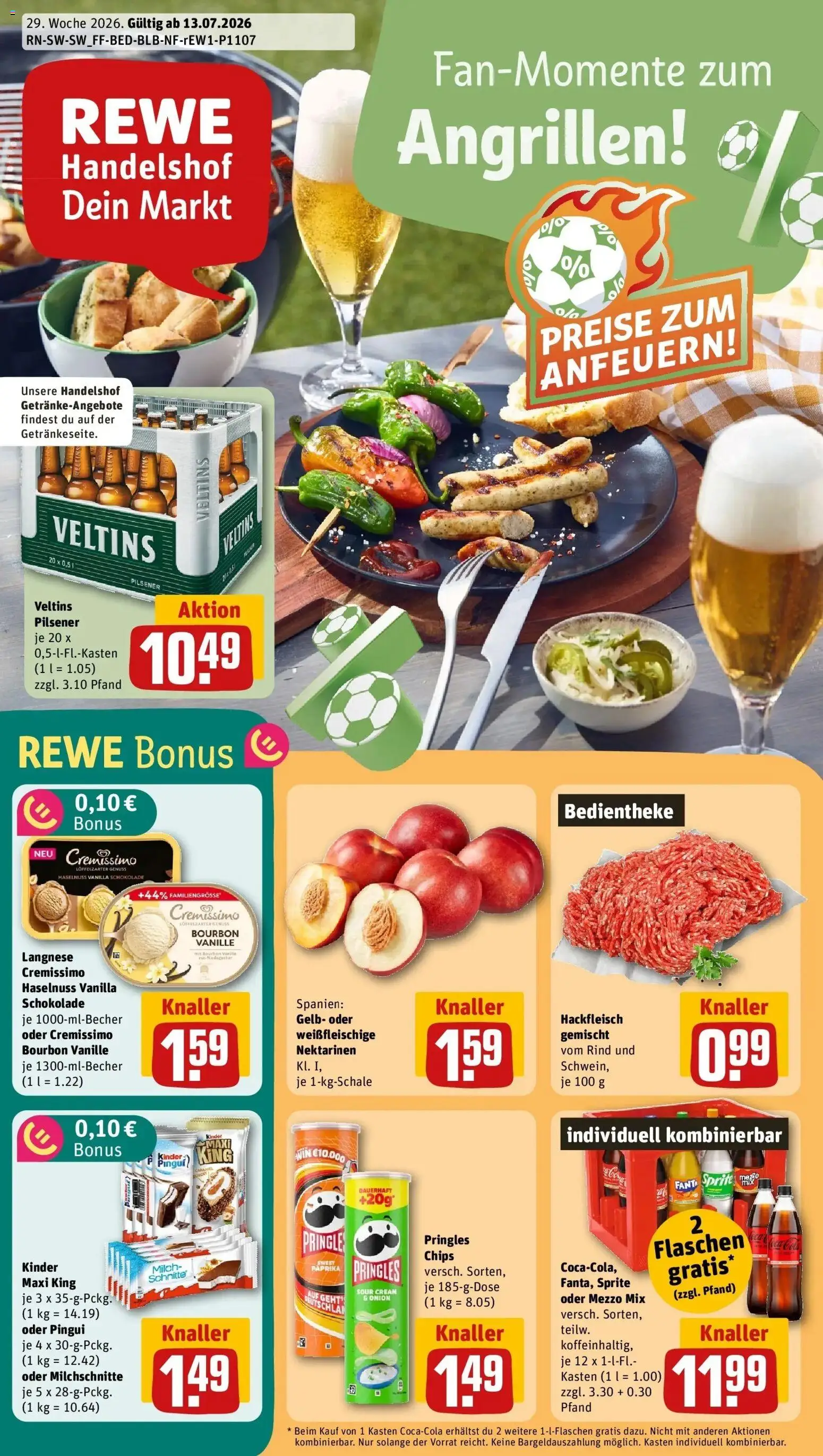 Rewe Prospekt Konstanz – gültig ab 13.07.2026 | Seite: 1 | Produkte: Sprite, Nektarinen, Pringles, Hackfleisch