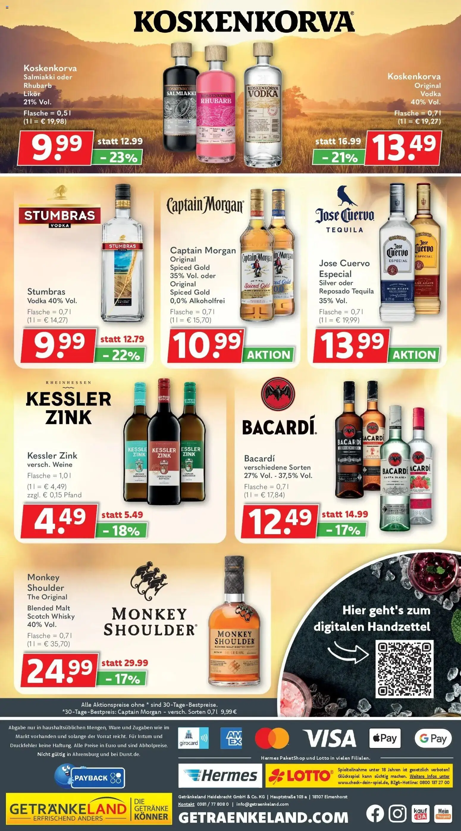 Getränkeland Prospekt Neustrelitz – gültig ab 26.10.2026 | Seite: 6 | Produkte: Bacardi, Tequila, Captain morgan, Vodka