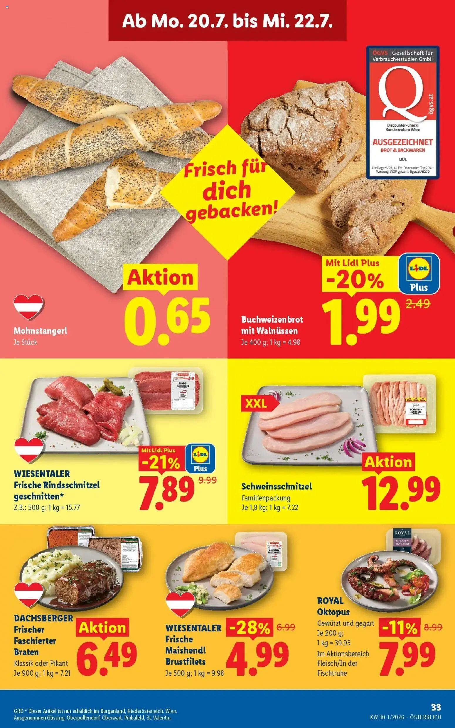 Lidl Flugblatt - Wien, Langenzersdorf, Zwettl gültig ab 16.07.2026 | Seite: 40 | Produkte: Brot