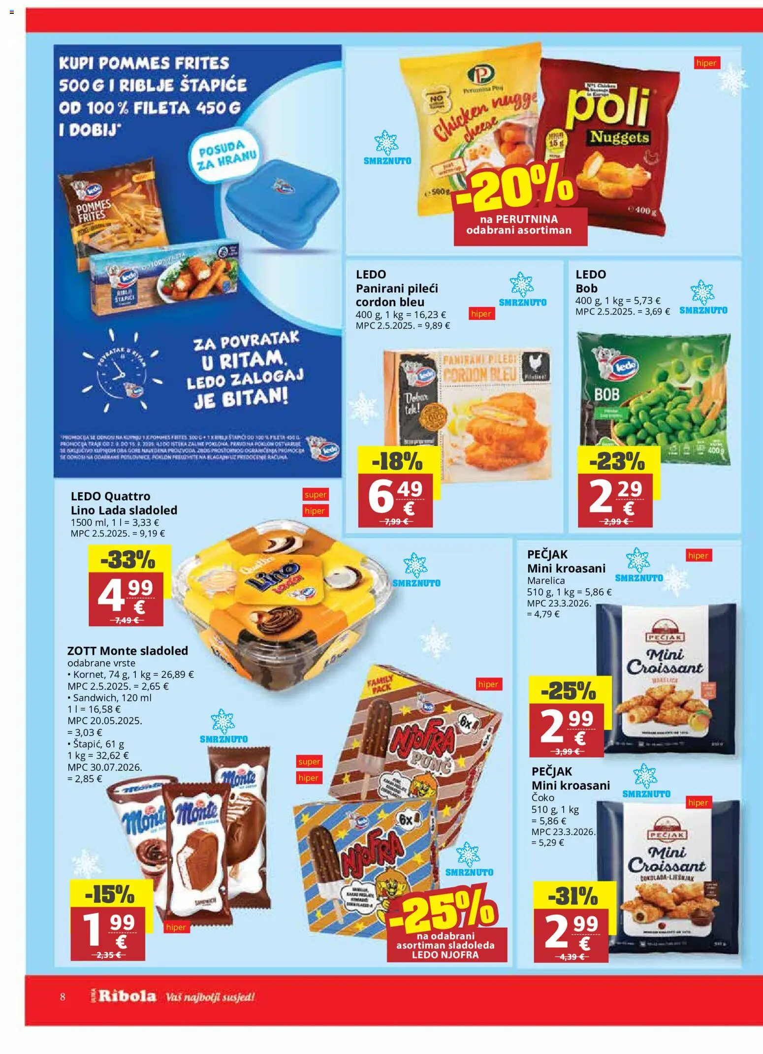 Ribola katalog | vrijedi od 02.09.2026 | Stranica: 8 | Proizvodi: Lino Lada, Pommes frites, Ledo, Sladoled