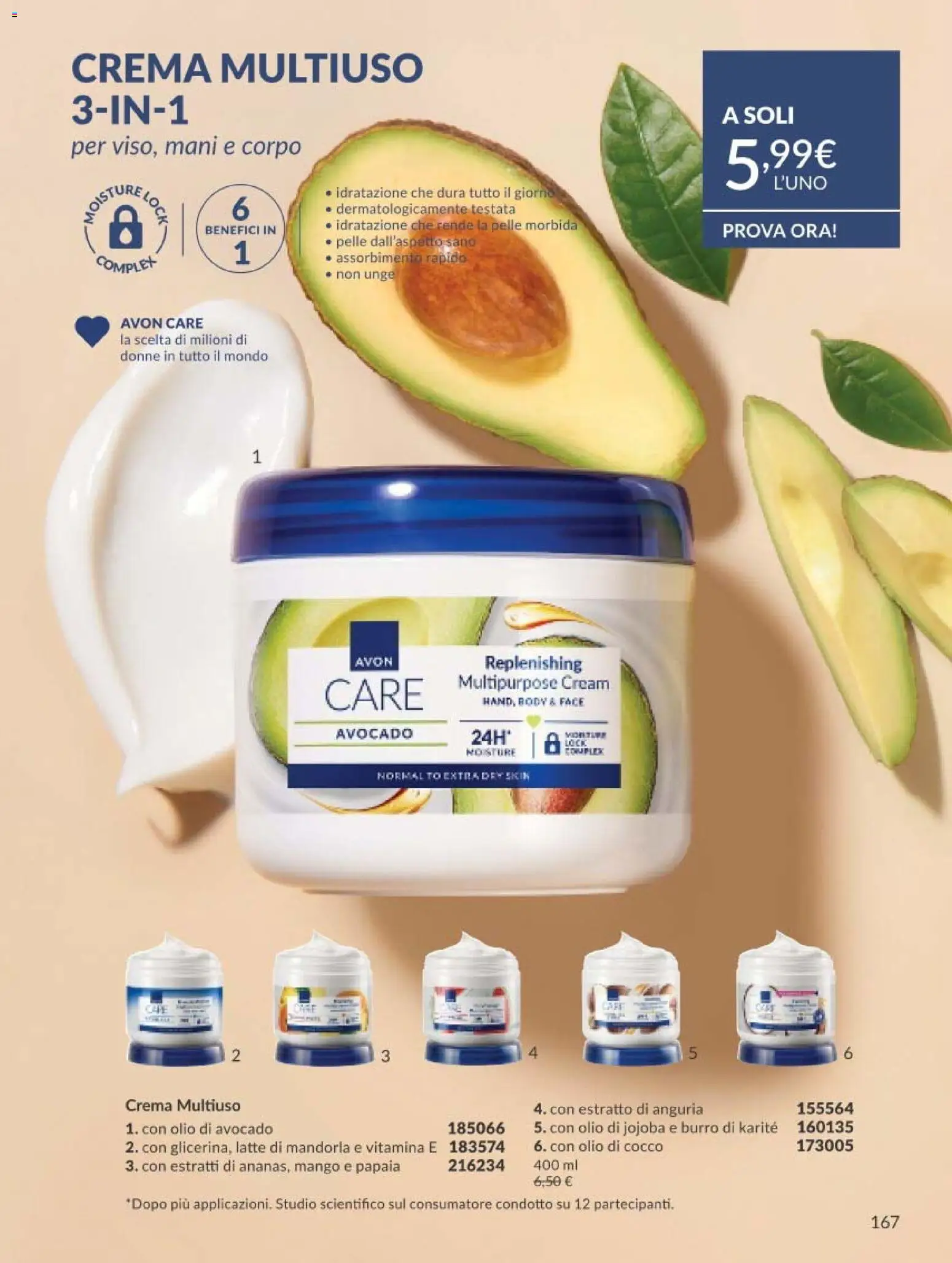Volantino Avon del 01.05.2026 | Pagina: 167 | Prodotti: Avocado, Latte, Burro, Cocco