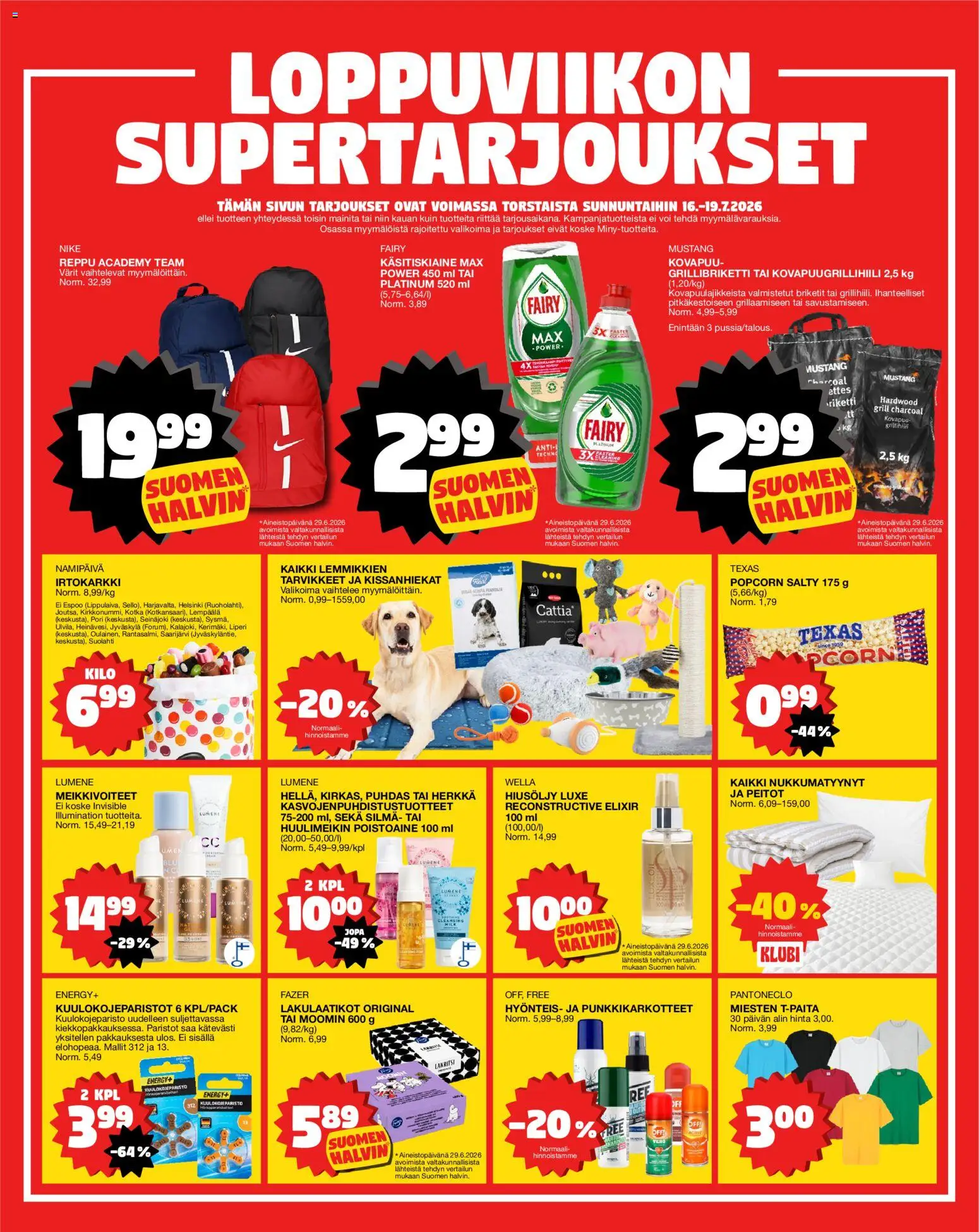 Tokmanni tarjoukset – voimassa 13/07/2026 alkaen | Sivu: 16 | Tuotteet: Hiusöljy, Paristot, Briketit, Voi