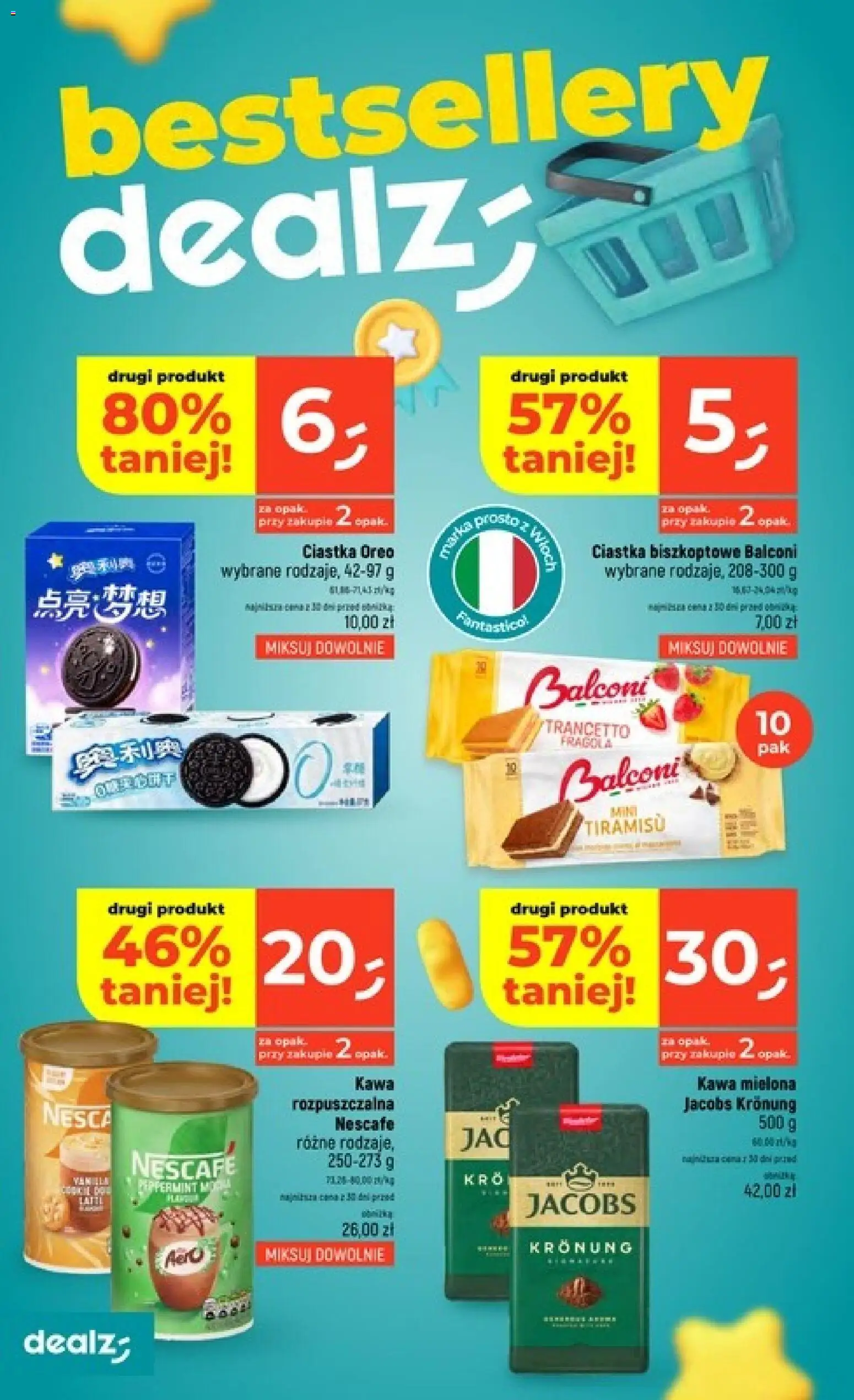 Dealz gazetka od 28.05.2026 | Strona: 46 | Produkty: Tiramisu, Ciastka Oreo, Kawa, Ciastka