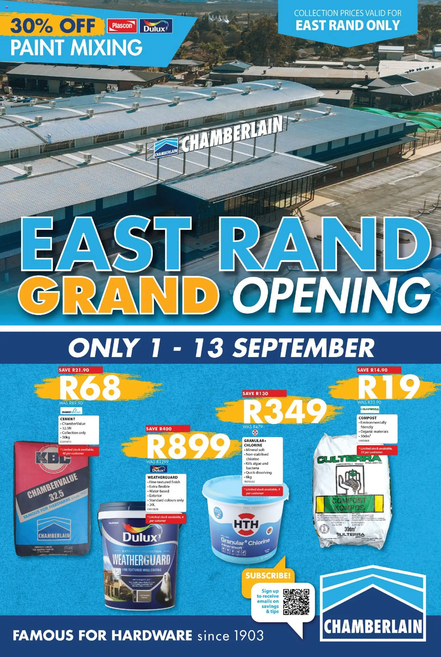 New Chamberlain catalogue – valid from 01/09/2026 | Page: 1 | Products: Paint, Stock, Cement