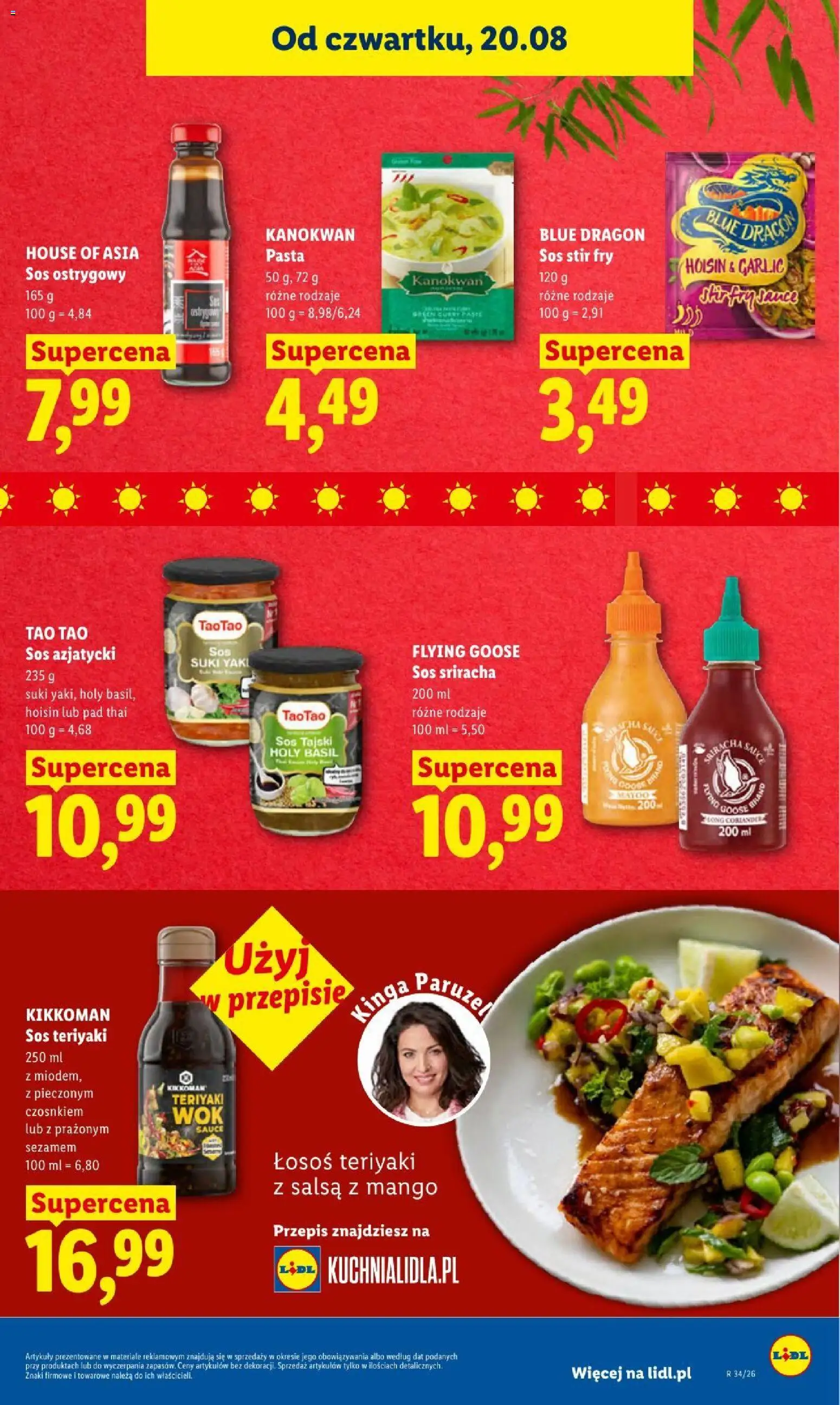 Lidl gazetka od 20.08.2026 | Strona: 55 | Produkty: Łosoś, Sos ostrygowy, Pasta curry, Sos