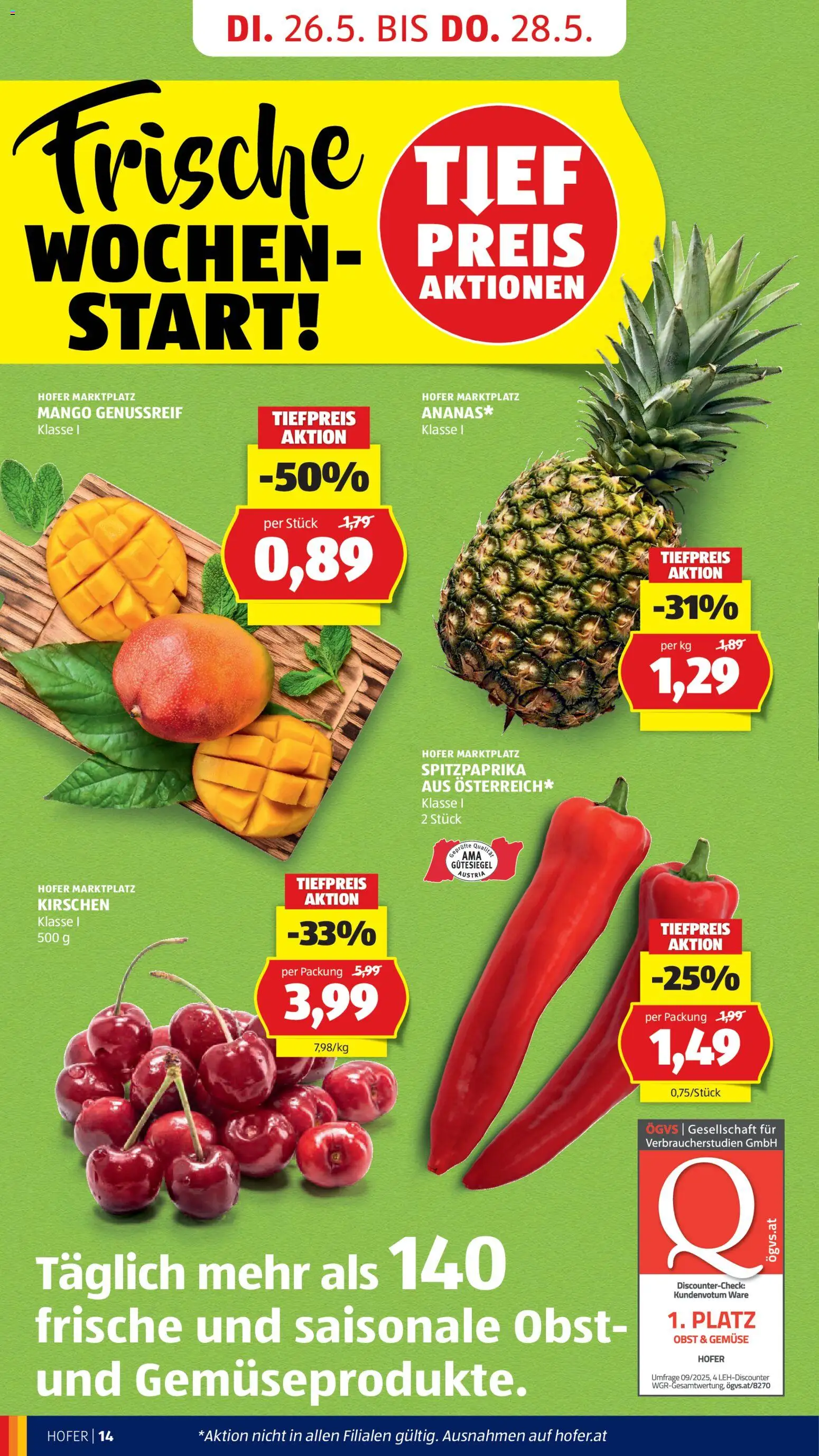 Hofer Flugblatt gültig ab 22.05.2026 | Seite: 18 | Produkte: Gemüse, Obst, Mango