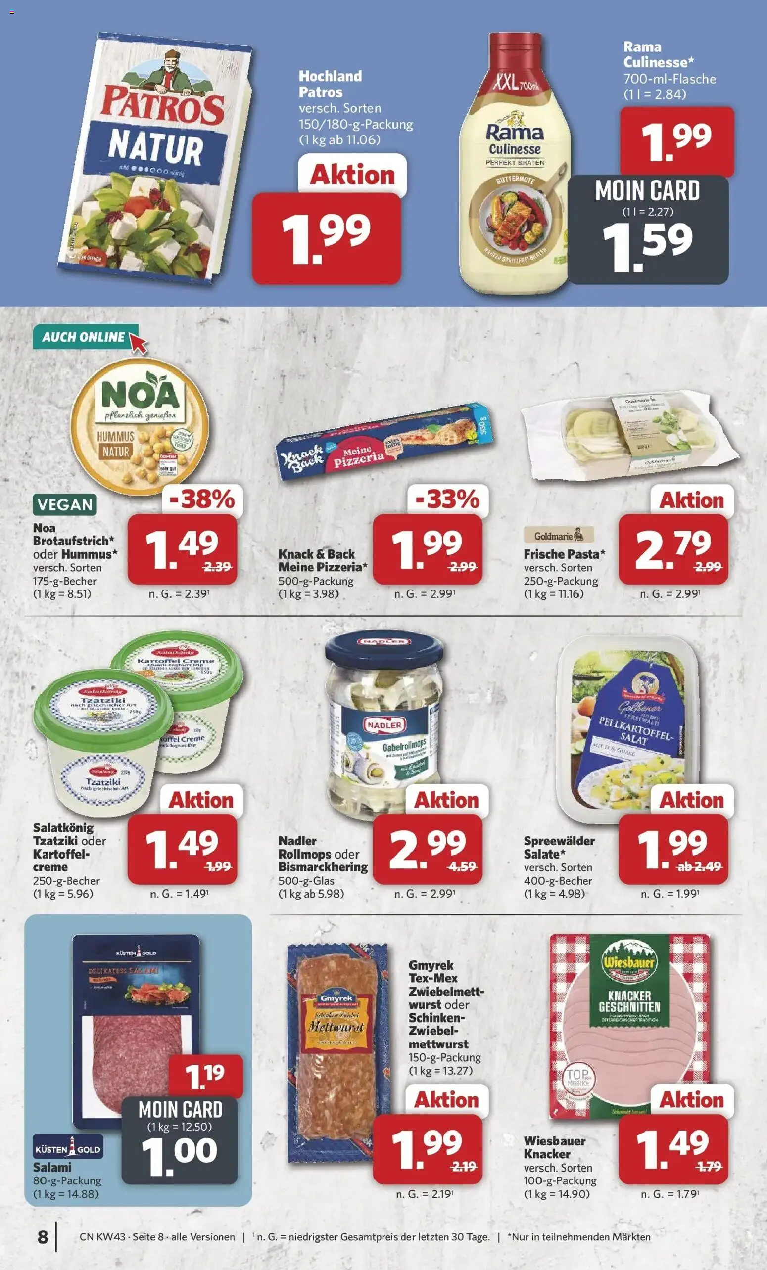 Combi Prospekt Borchen (ab 19.10.2026) zum Blättern | Seite: 8 | Produkte: Quark, Creme, Salami, Schinken