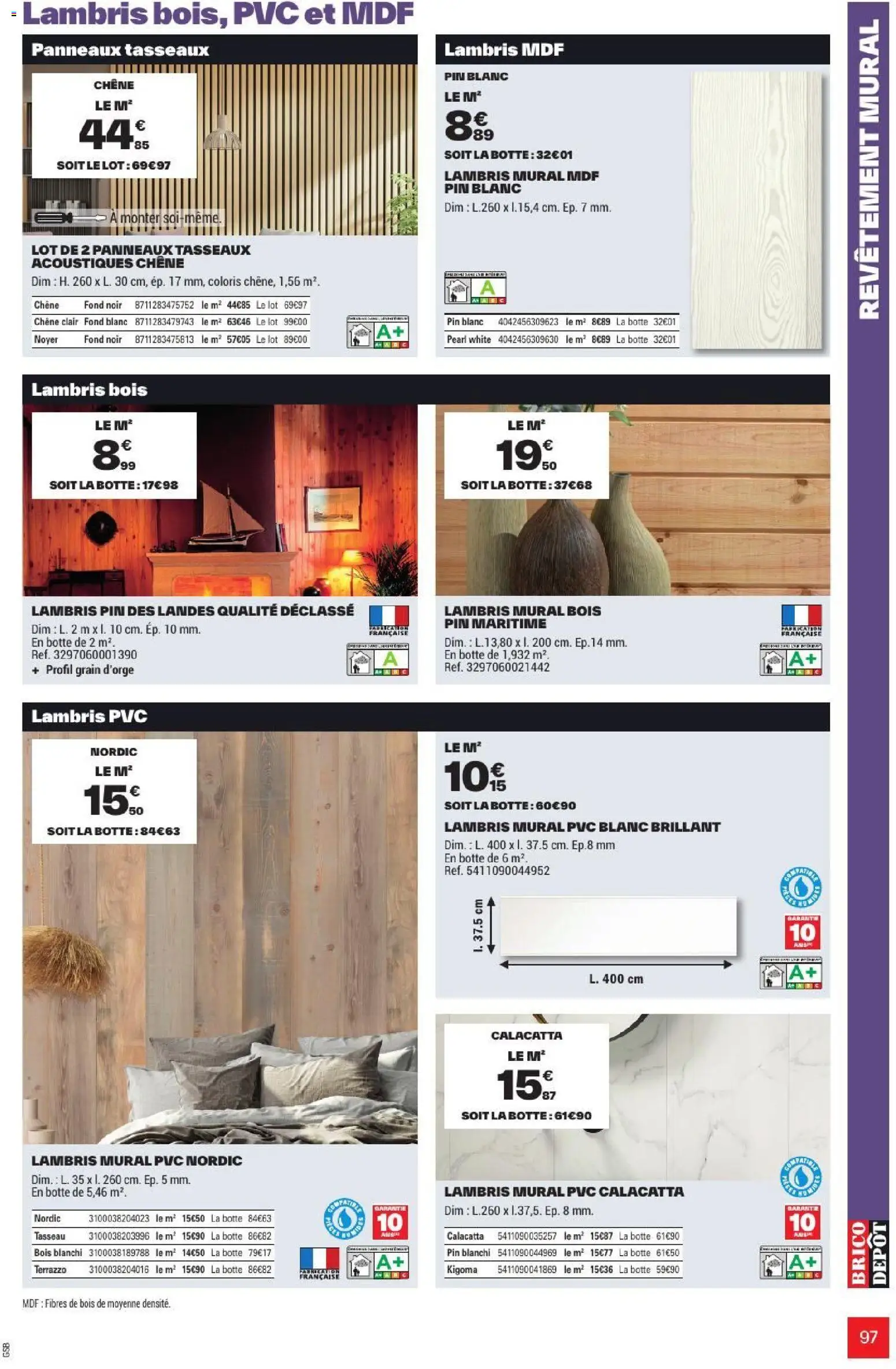 {H1} | Page: 97 | Produits: Revêtement mural, Lambris PVC