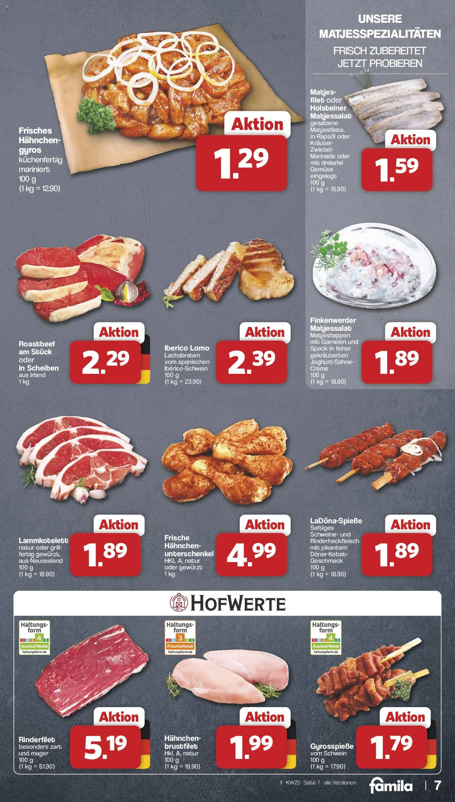 Famila Nordwest Prospekt – gültig ab 01.06.2026 | Seite: 7 | Produkte: Hahnchen, Rapsöl, Rinderfilet, Creme