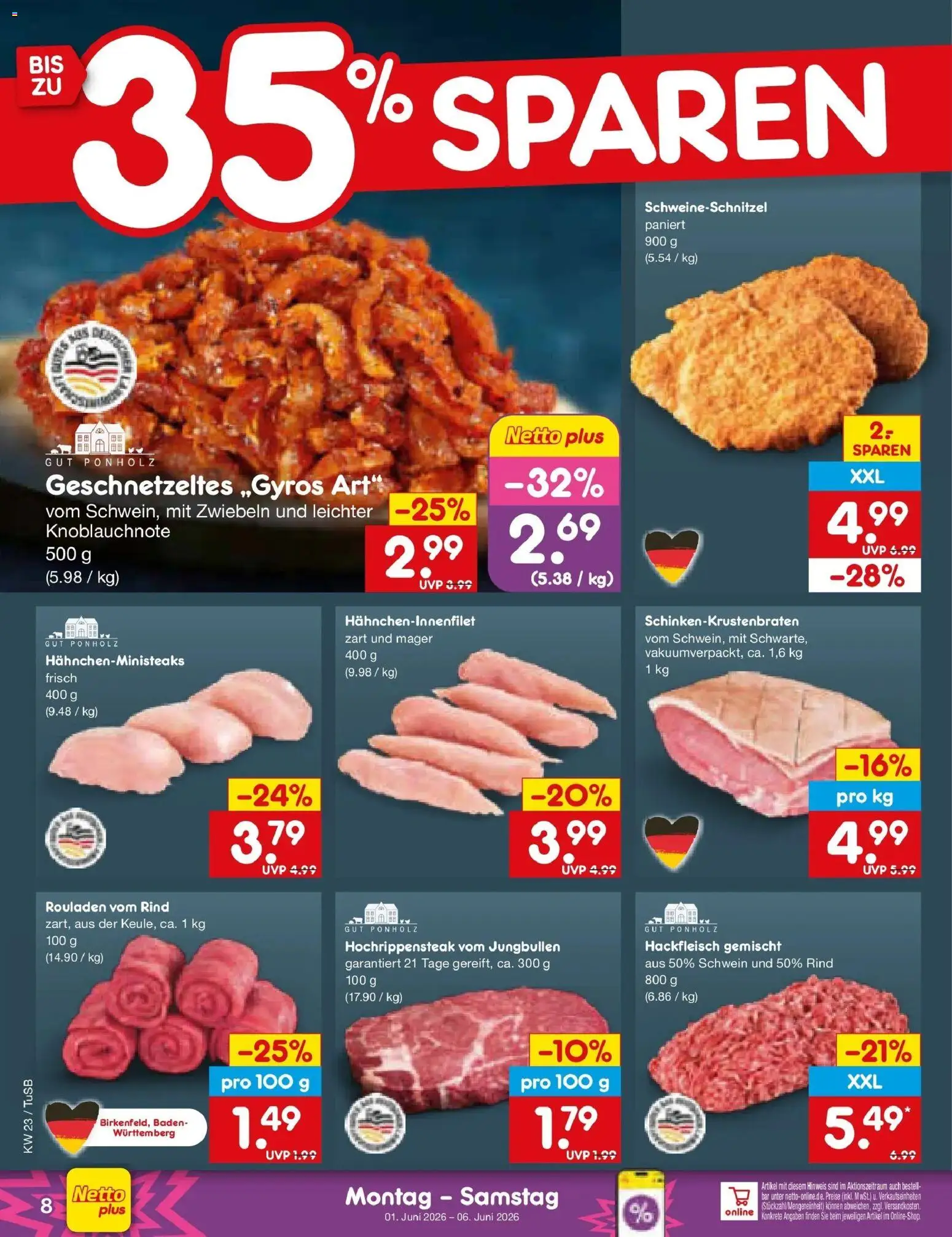 Netto Marken-Discount Prospekt Lahr-Langenwinkel – gültig ab 01.06.2026 | Seite: 8 | Produkte: Zwiebeln, Hackfleisch