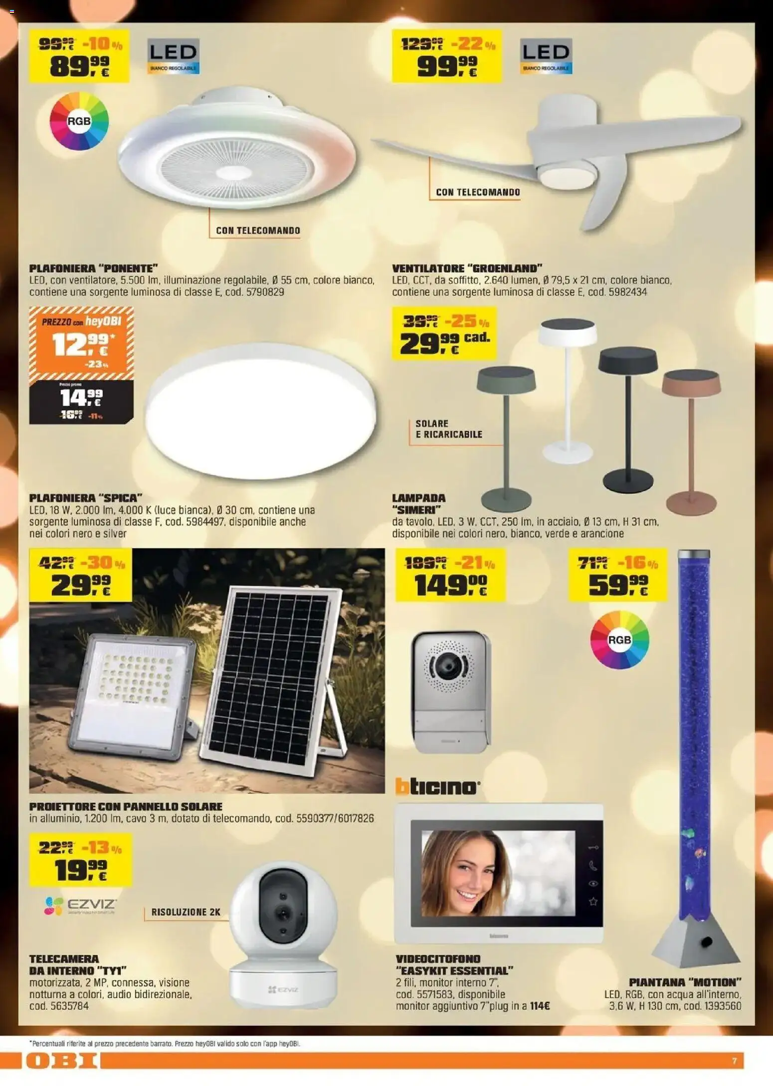 Volantino OBI del 03.04.2026 | Pagina: 7 | Prodotti: Ventilatore, Telecomando, Acqua, Cavo