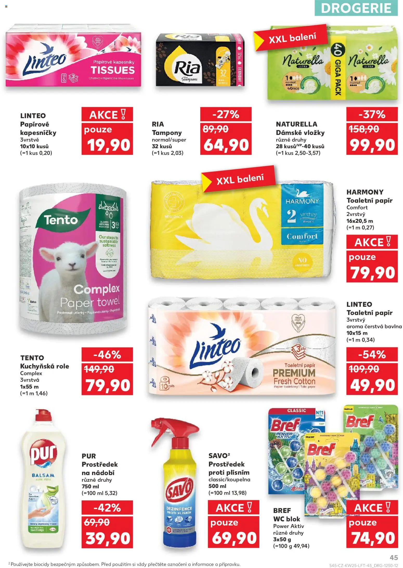 Kaufland leták - Liberec od 17.06.2026 | Strana: 45 | Produkty: Vložky, Savo, Blok, Papírové kapesníčky
