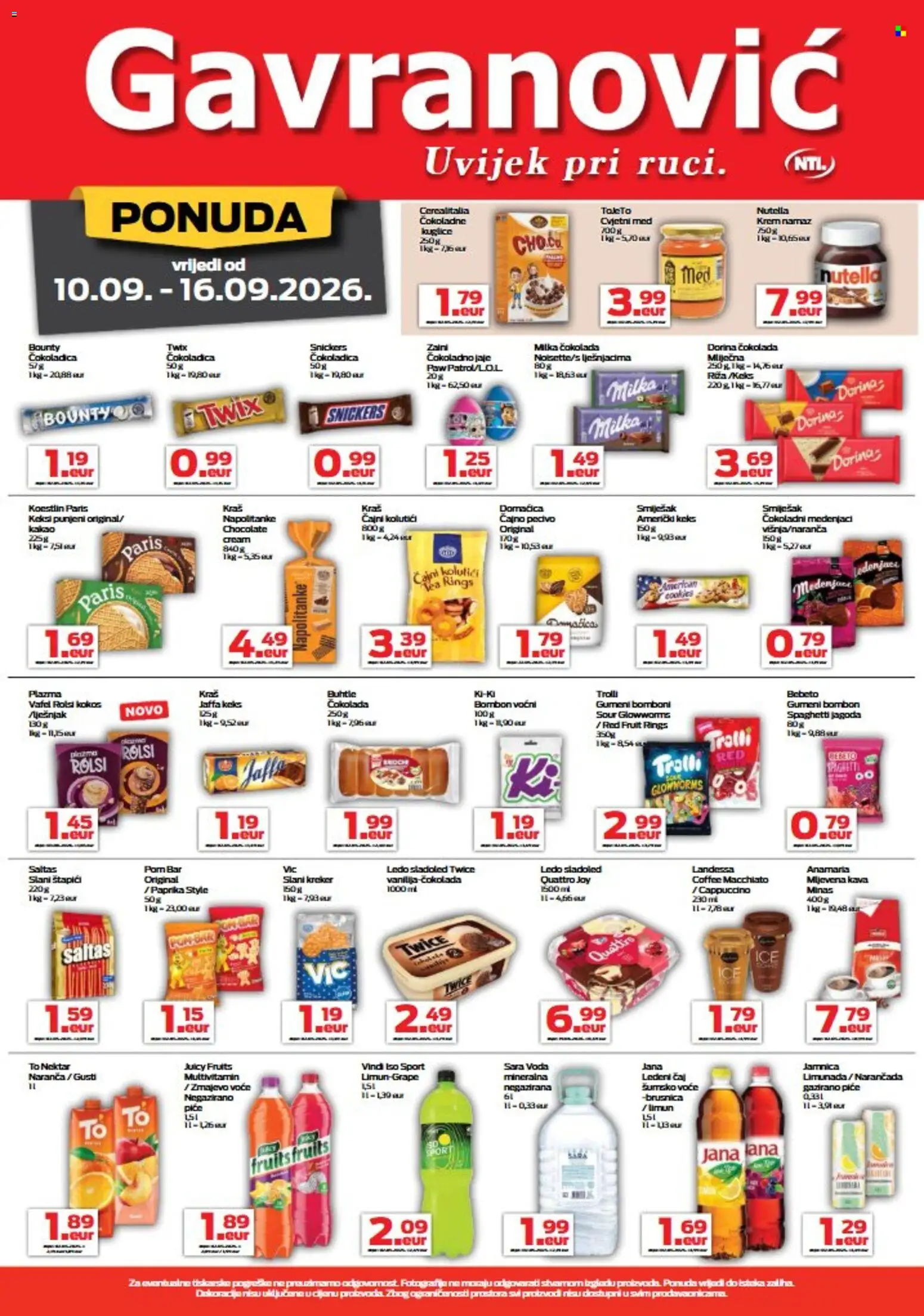 Gavranović katalog | vrijedi od 10.09.2026 | Stranica: 3 | Proizvodi: Med, Ledeni čaj, Čokoladno jaje, Voće