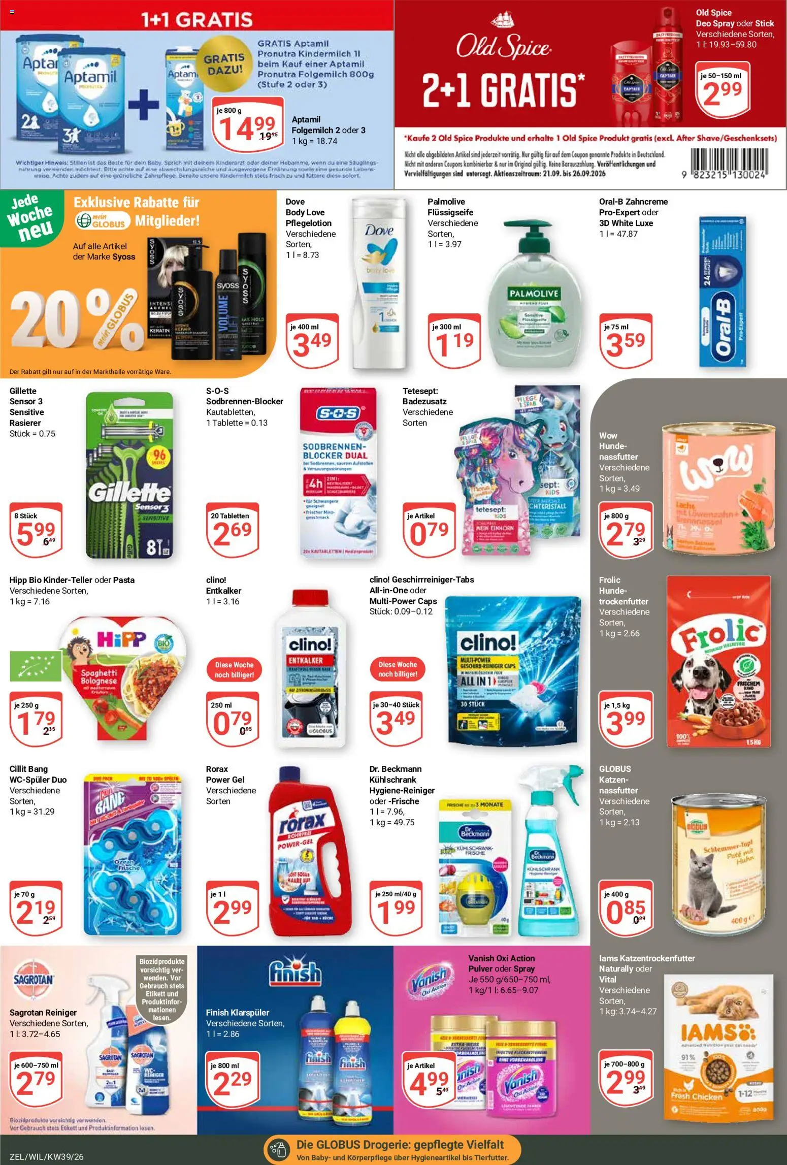 Globus Prospekt Zell – gültig ab 21.09.2026 | Seite: 22 | Produkte: Rasierer, Schrank, Finish, Pasta