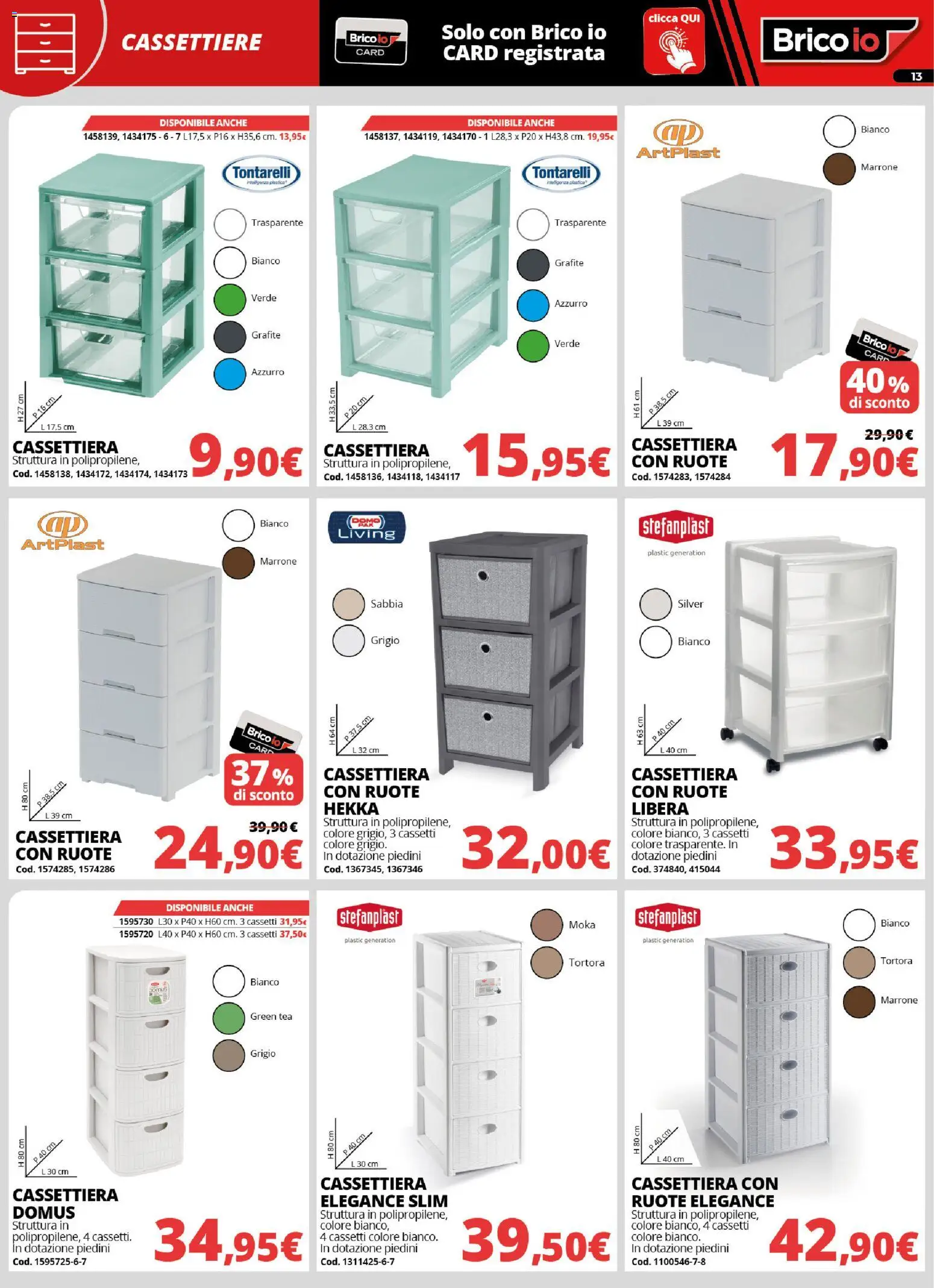 Volantino Brico io del 20/08/2026 | Pagina: 13 | Prodotti: Cassettiera