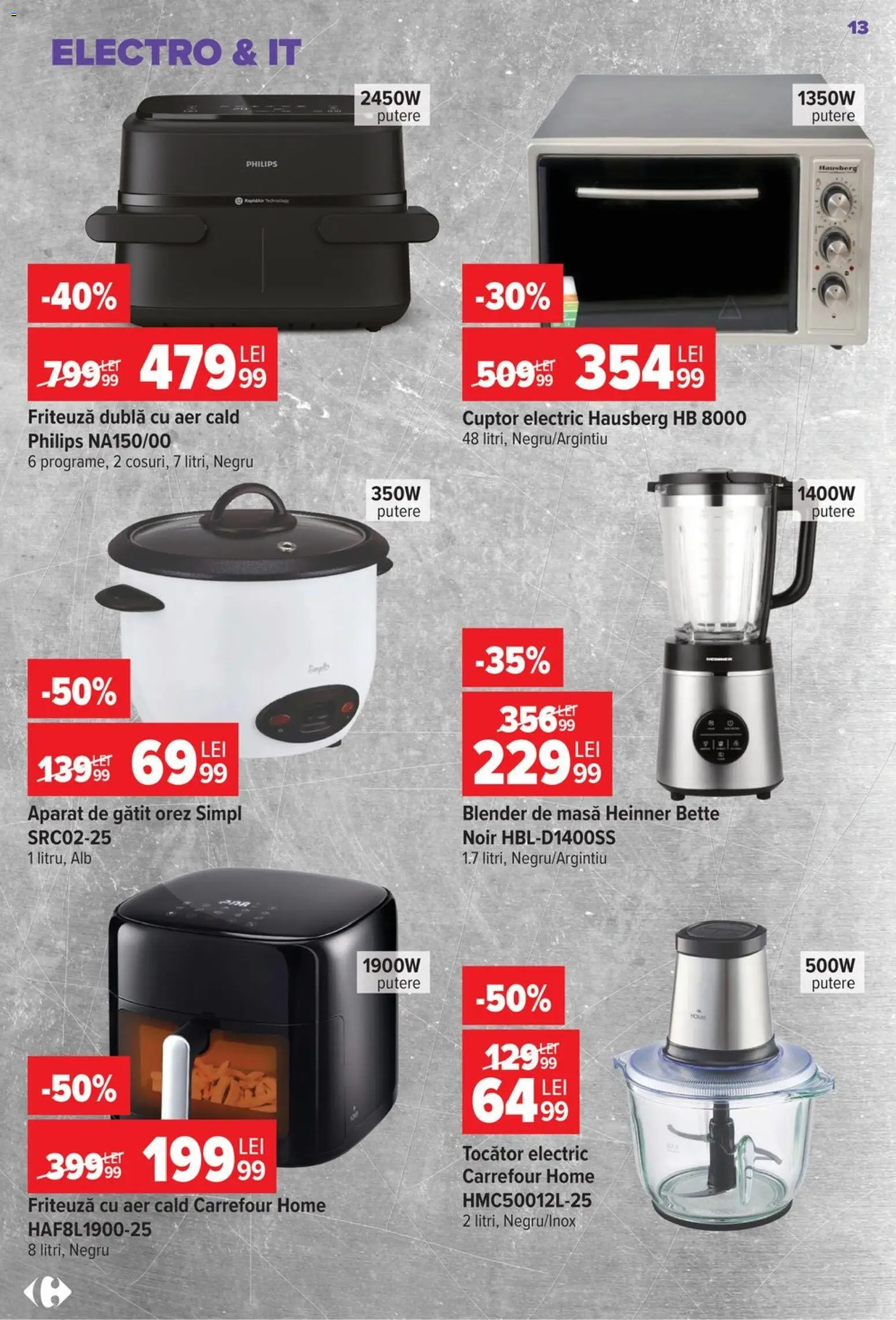 Noul catalog Carrefour – valabil de la 22.07.2026 | Pagină: 13 | Produse: Cuptor, Friteuză, Tocător, Orez